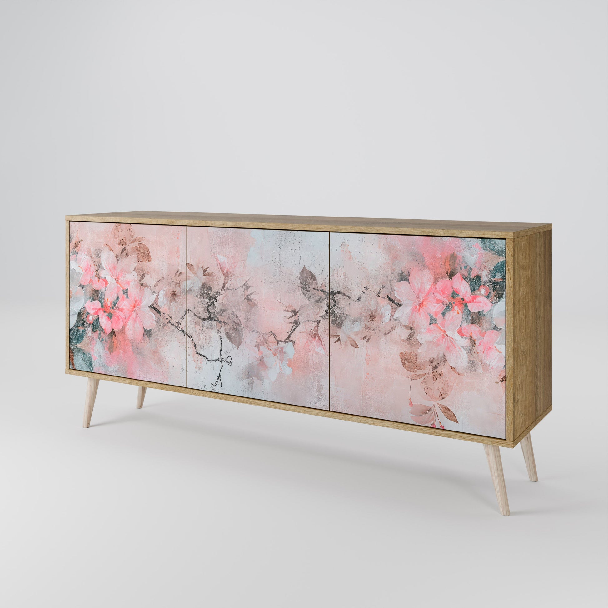 Buffet 3 portes CHERRY BLOSSOM effet chêne