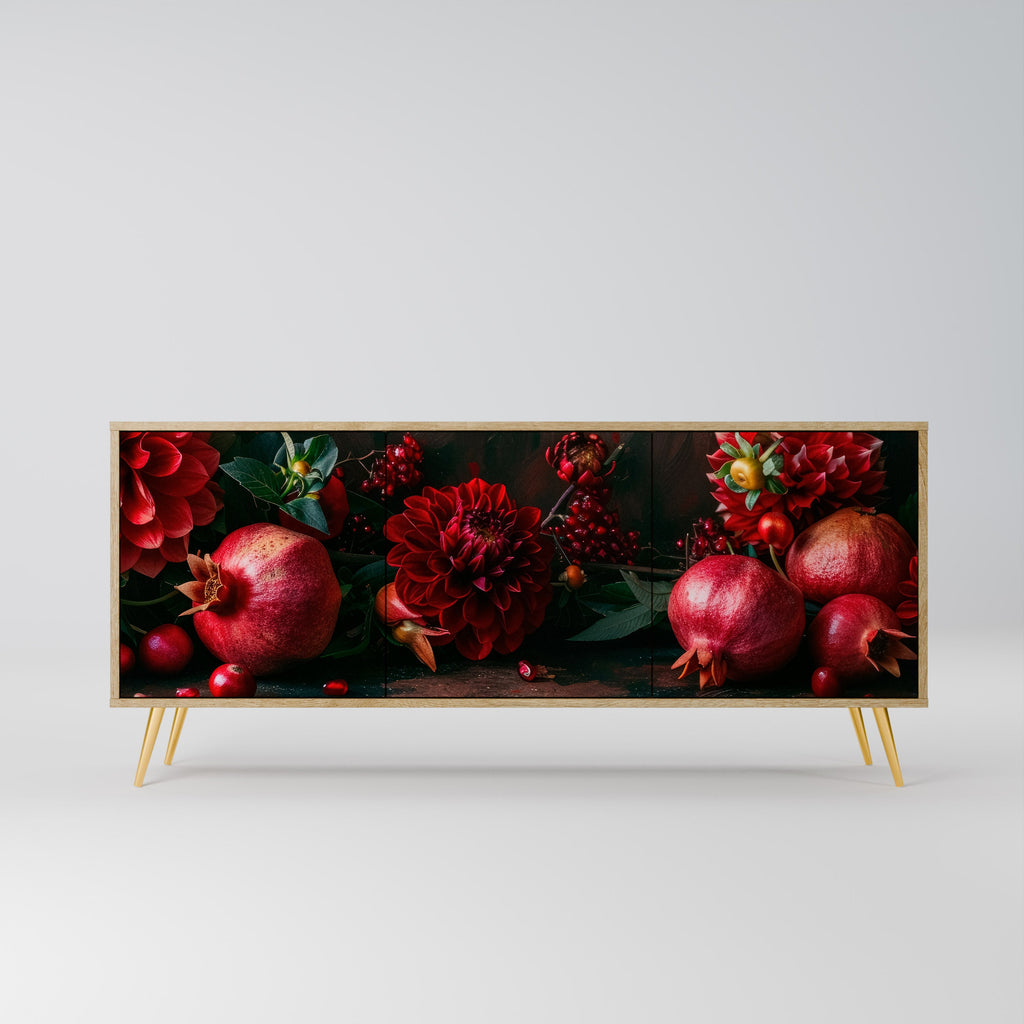 Buffet 3 portes effet chêne DAHLIAS ET GRENADES