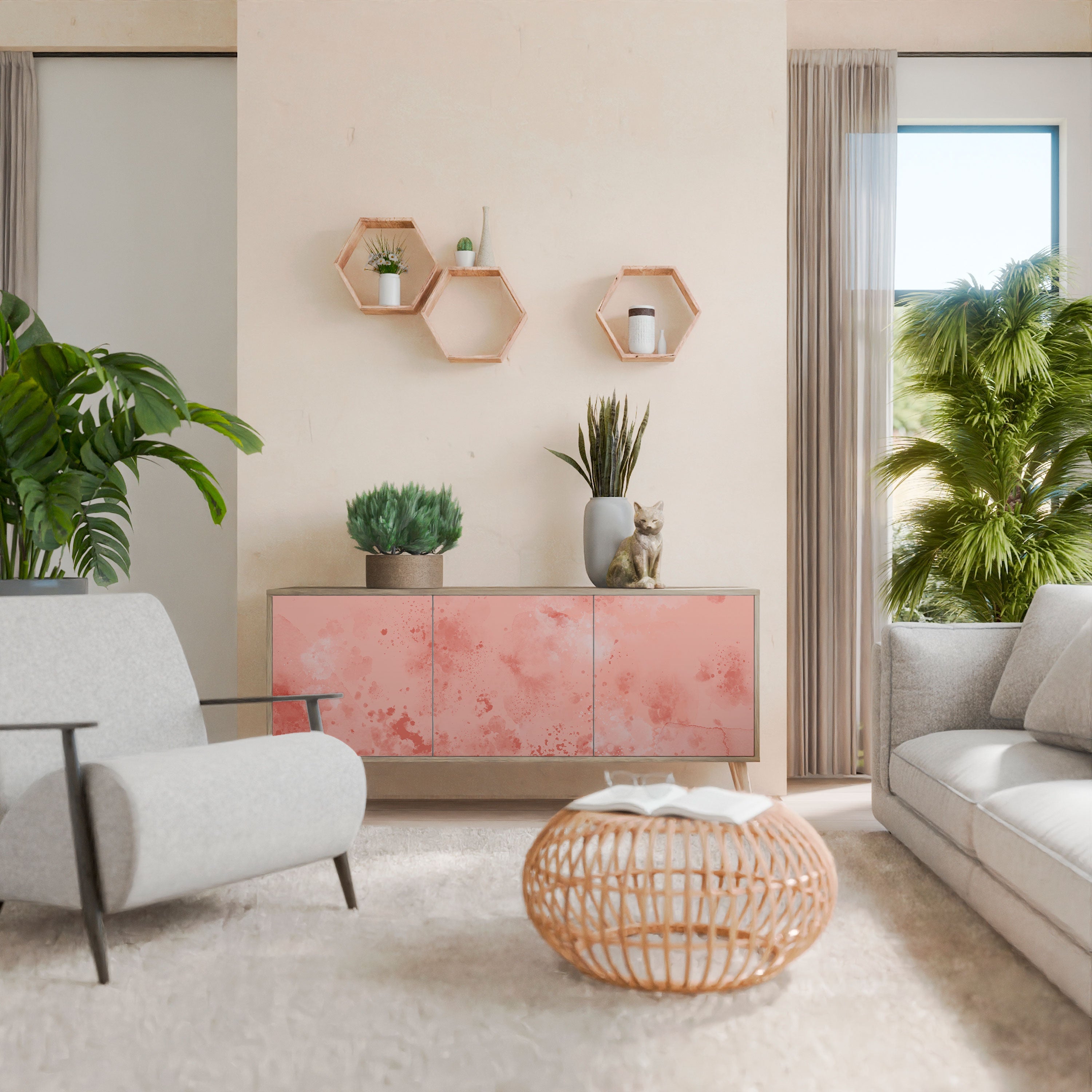 Buffet 3 portes effet chêne CRANE DANCE