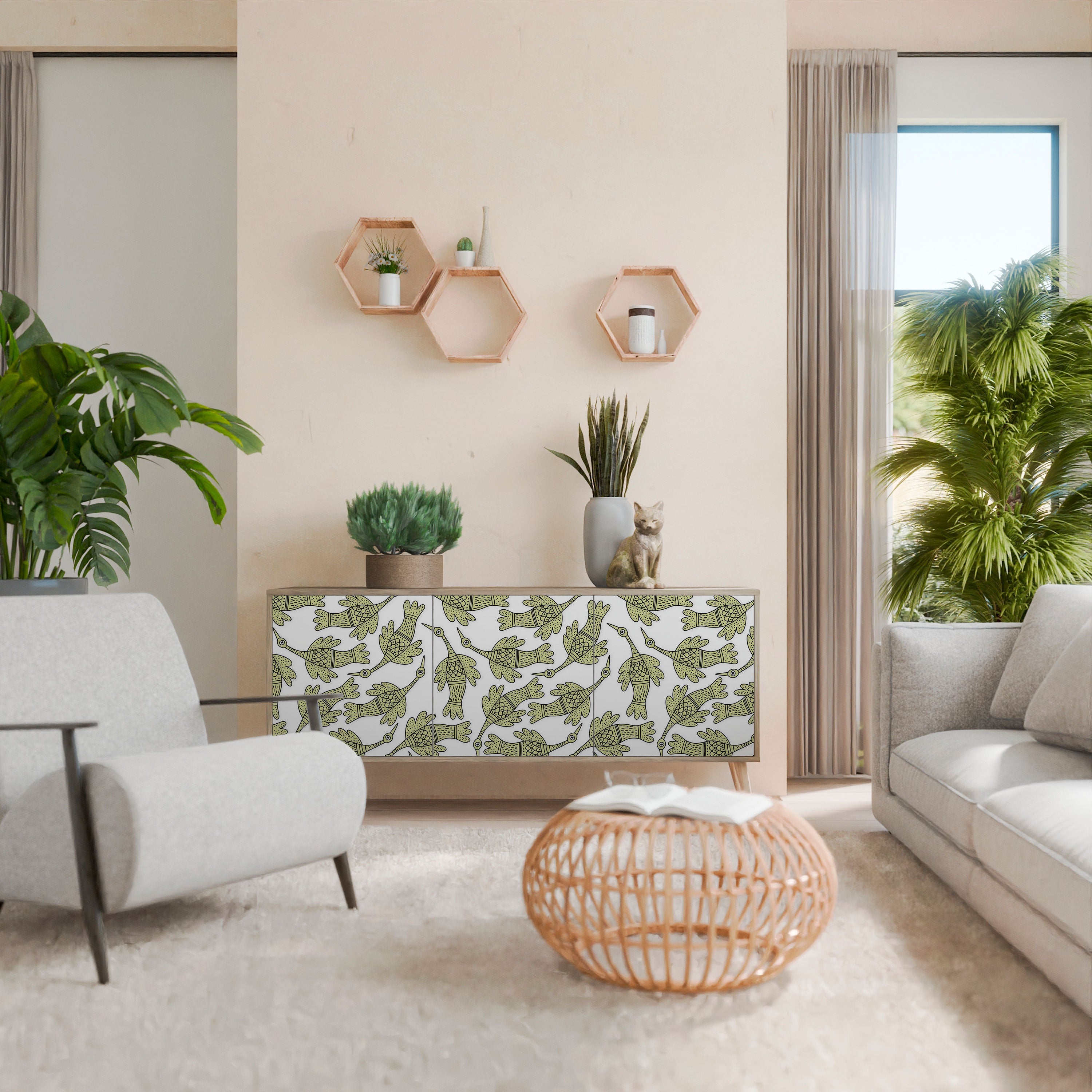 Buffet 3 portes SEEDLING SONGBIRD effet chêne