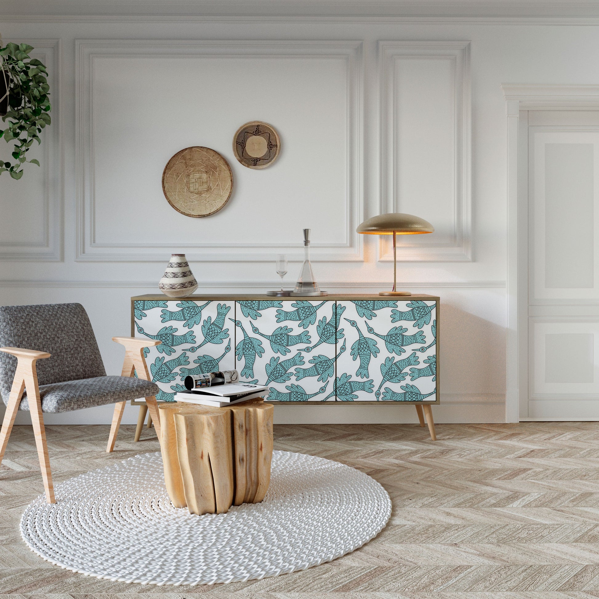 Buffet 3 portes WATERSPOUT SONGIBIRD effet chêne