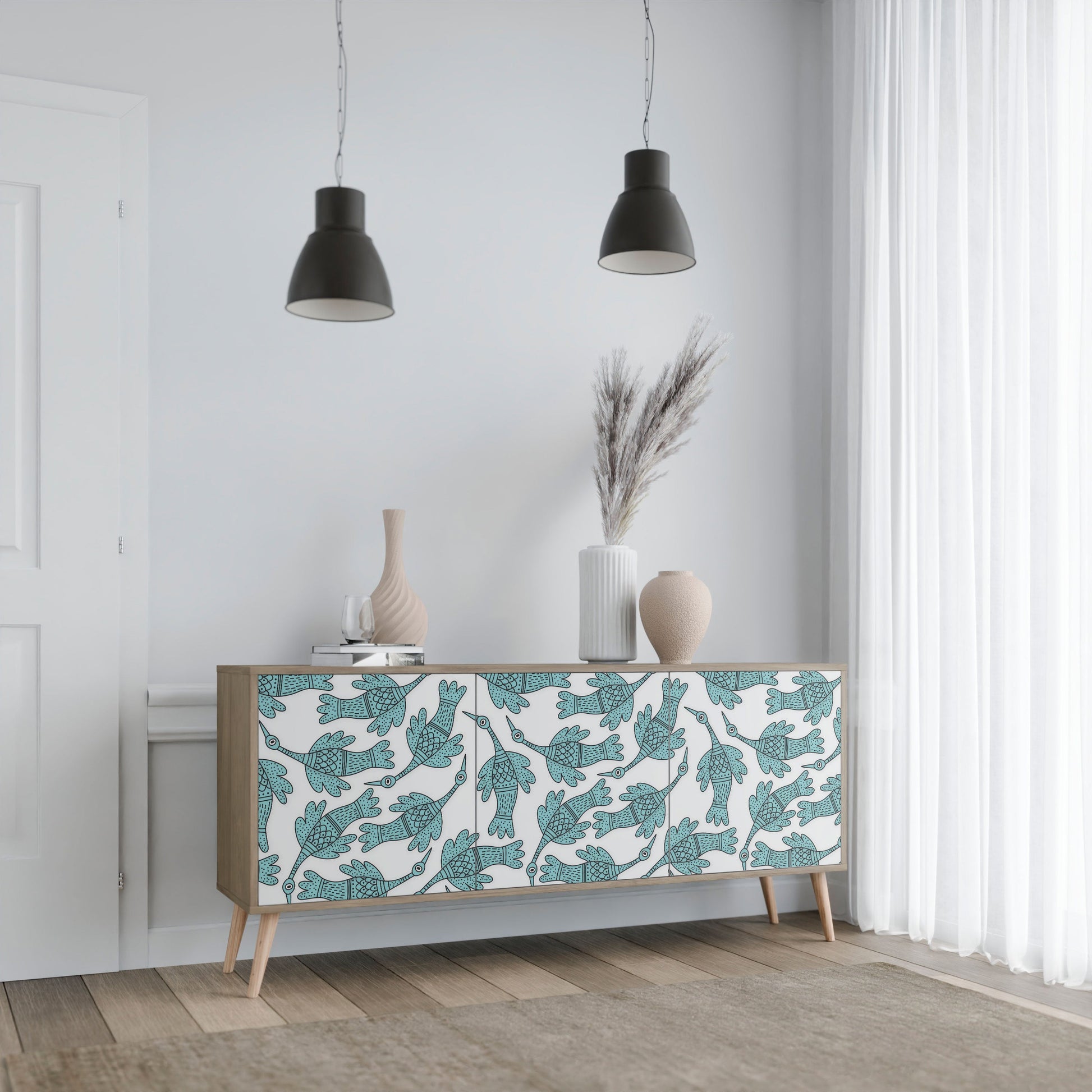 Buffet 3 portes WATERSPOUT SONGIBIRD effet chêne