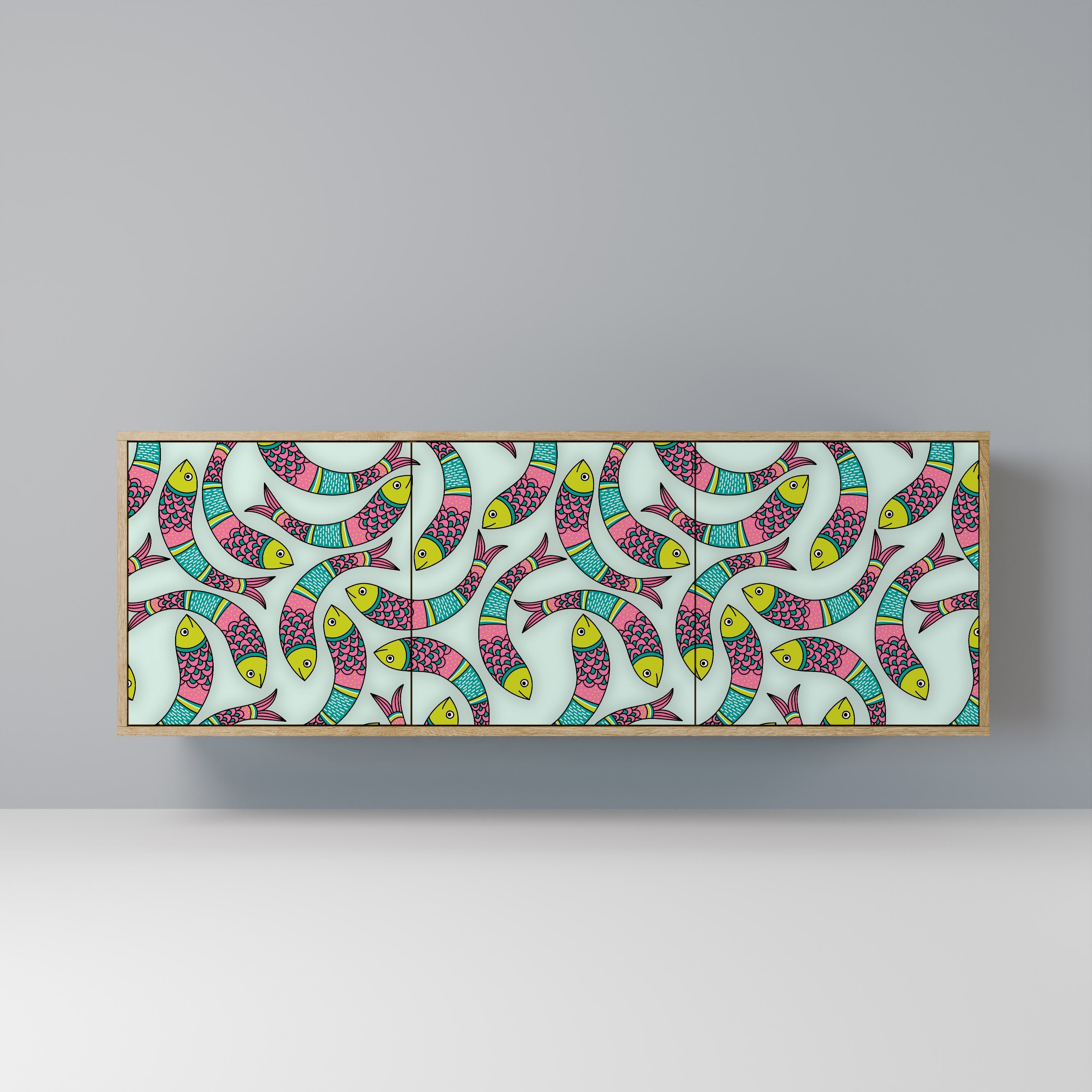 Buffet 3 portes INDIAN FISH effet chêne