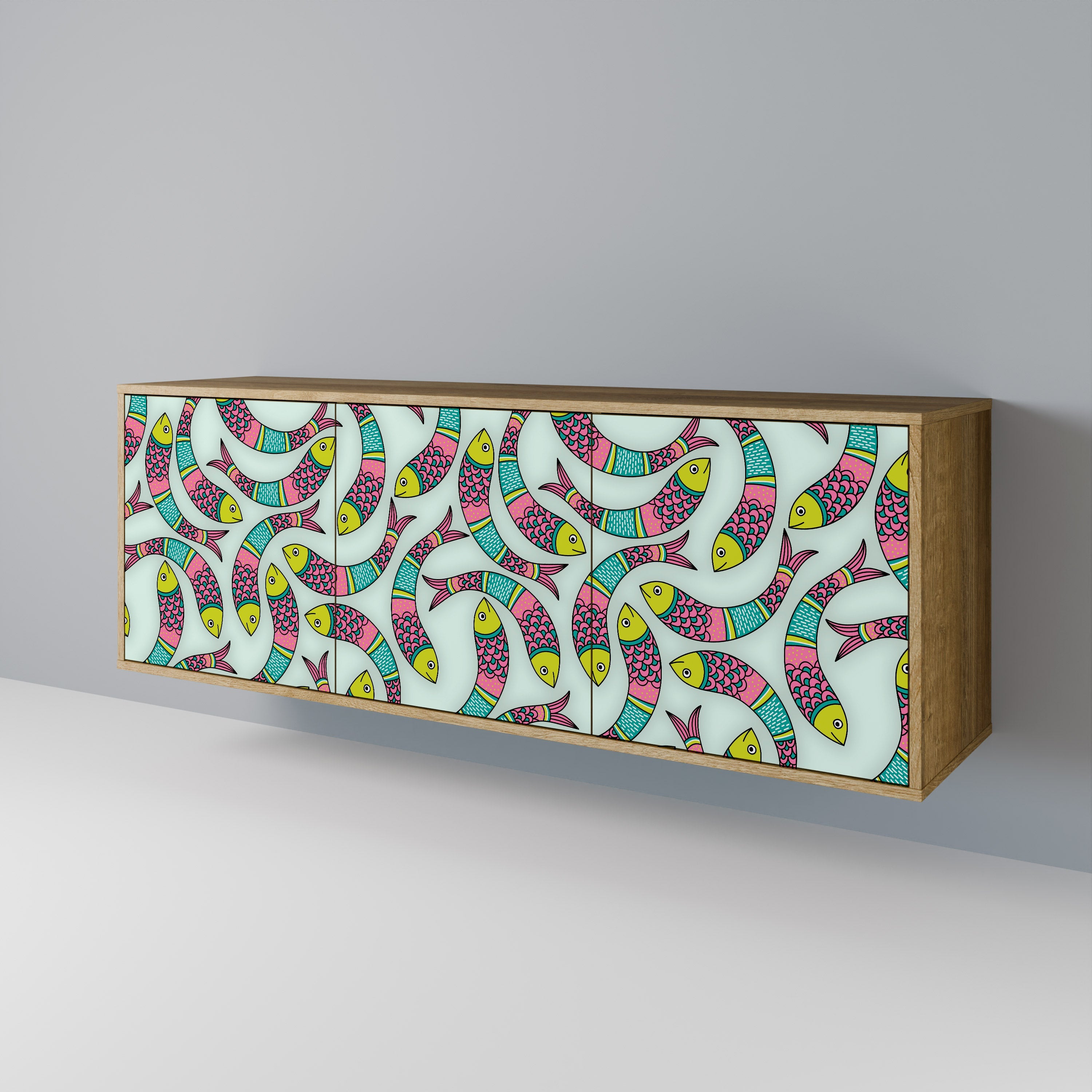 Buffet 3 portes INDIAN FISH effet chêne