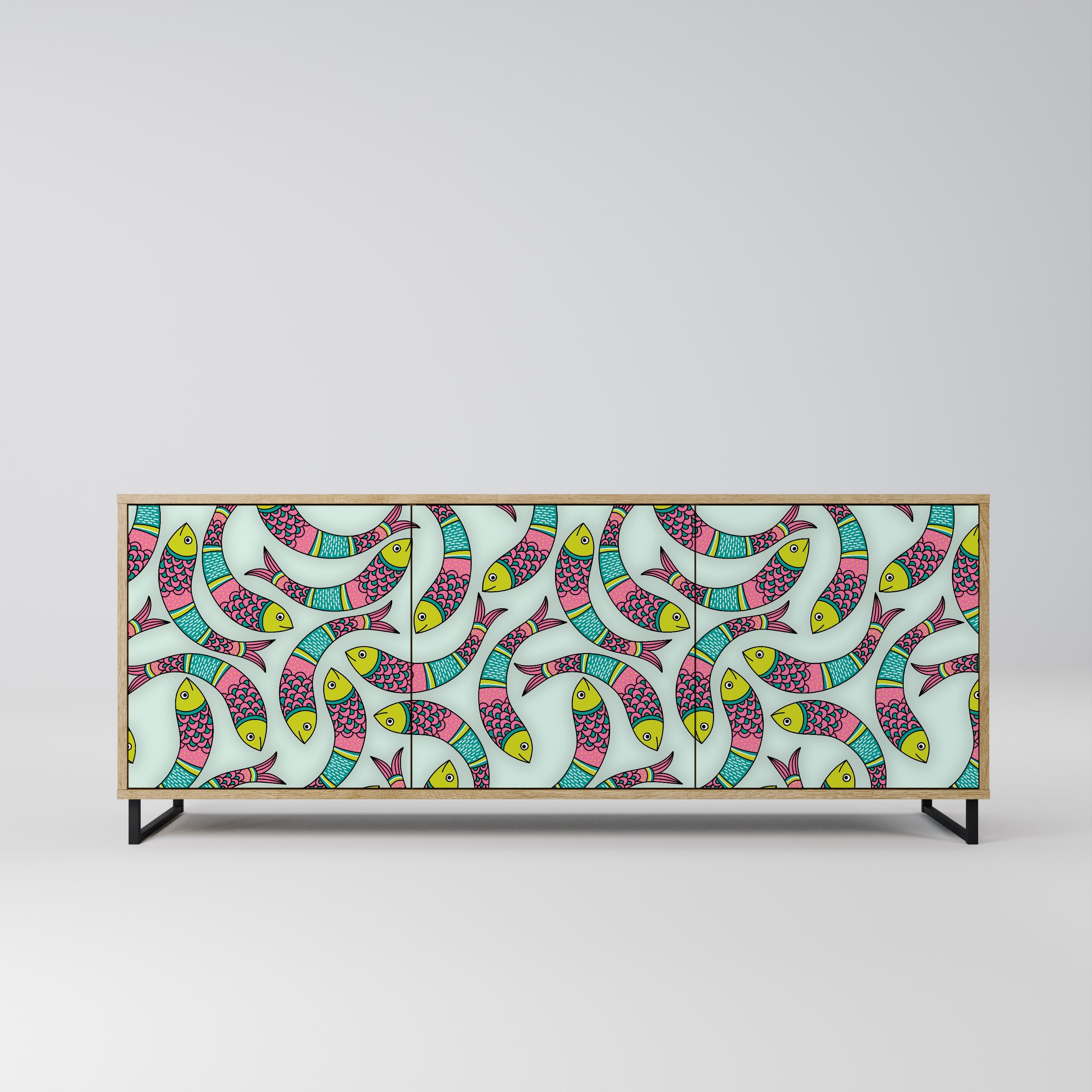 Buffet 3 portes INDIAN FISH effet chêne