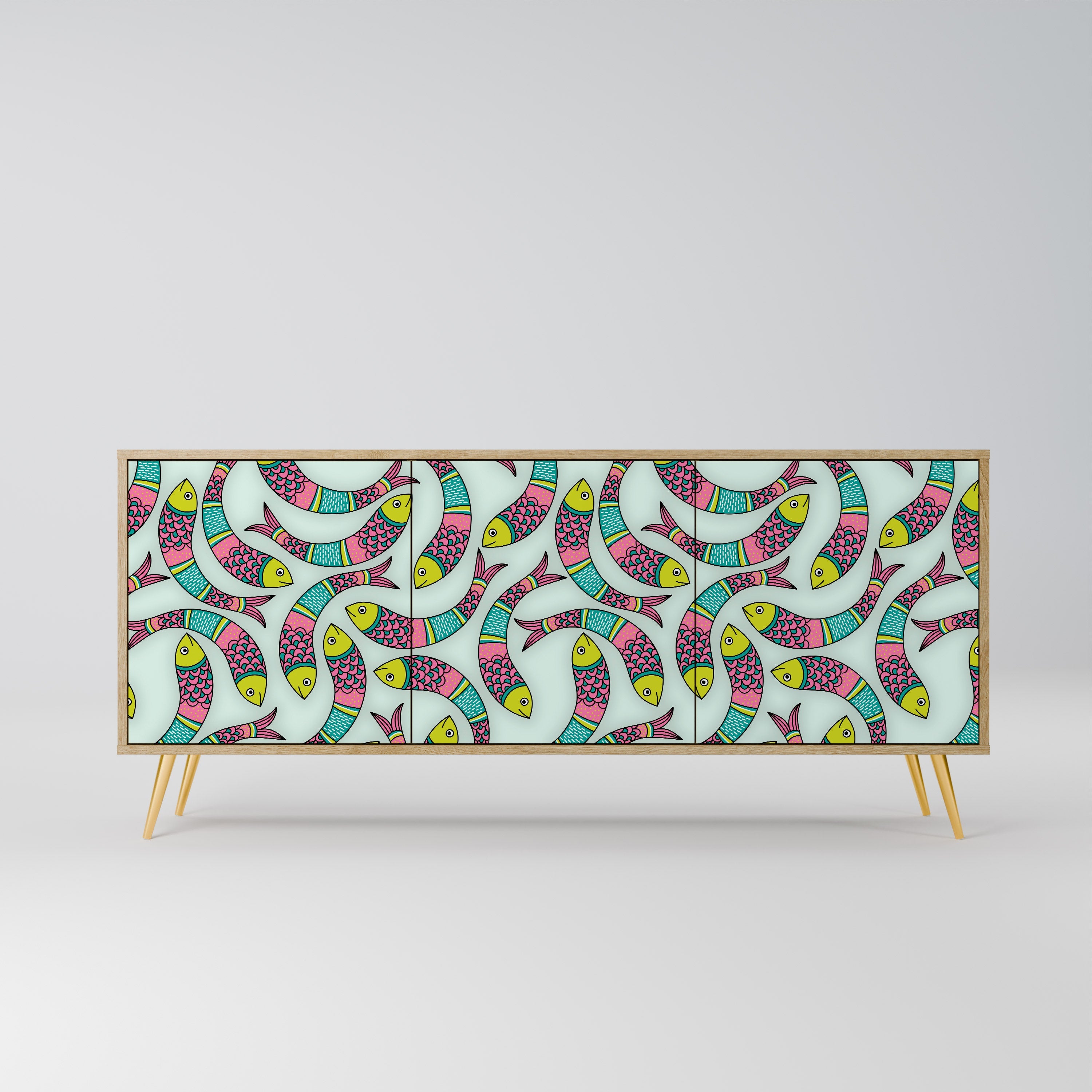 Buffet 3 portes INDIAN FISH effet chêne