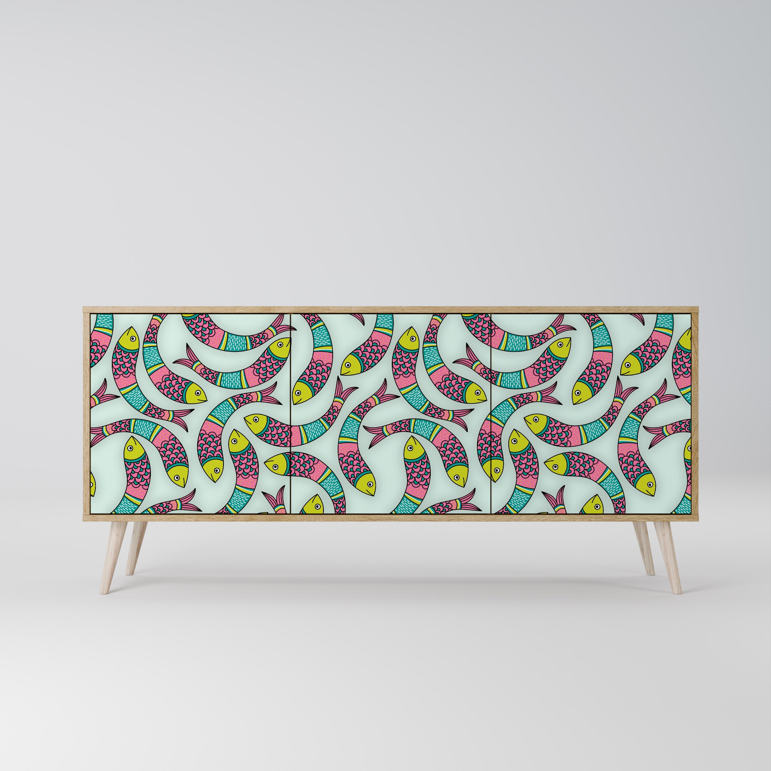 Buffet 3 portes INDIAN FISH effet chêne