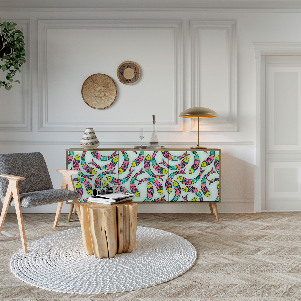 INDIAN FISH 3-Door Sideboard