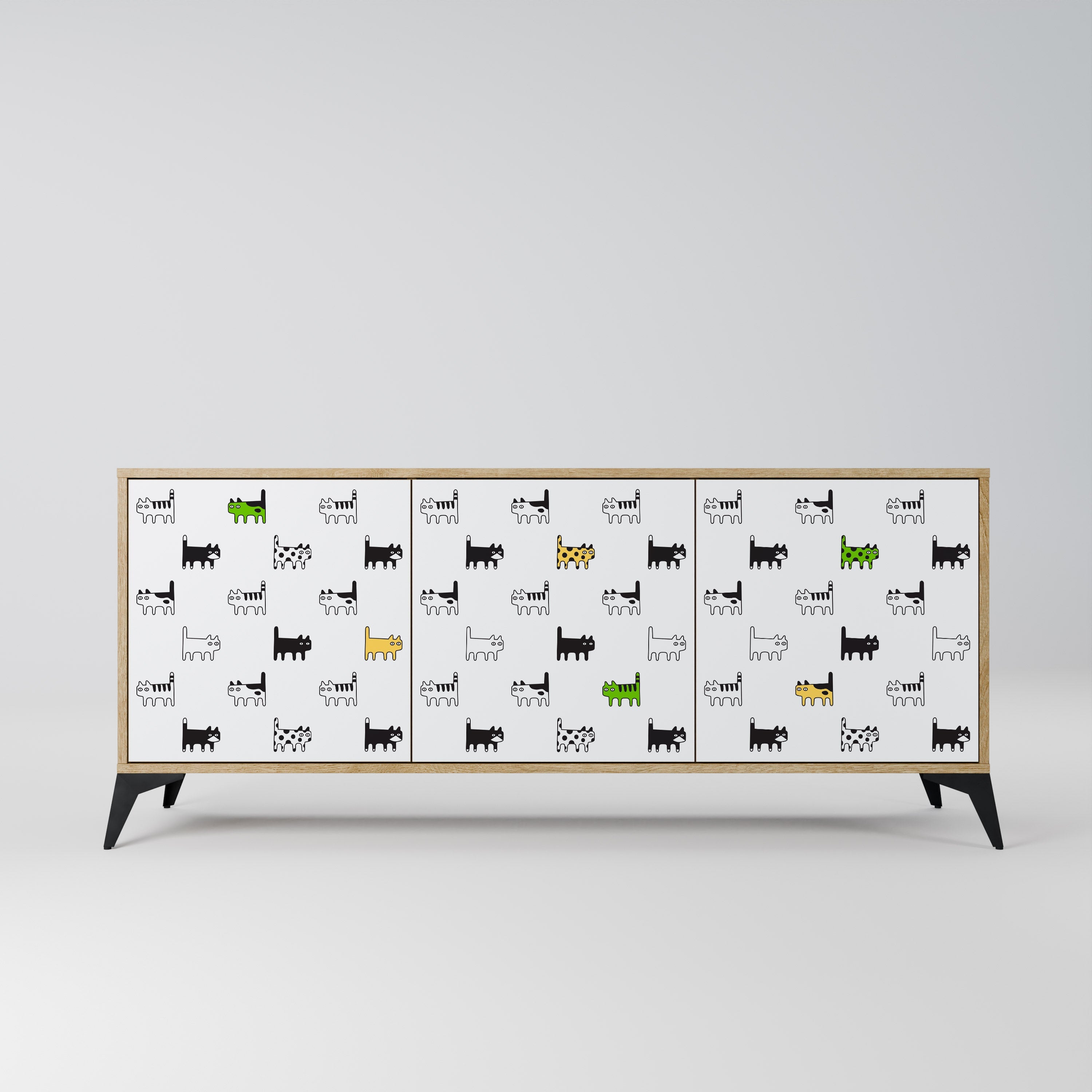 Buffet 3 portes effet chêne CATS COMPILATION