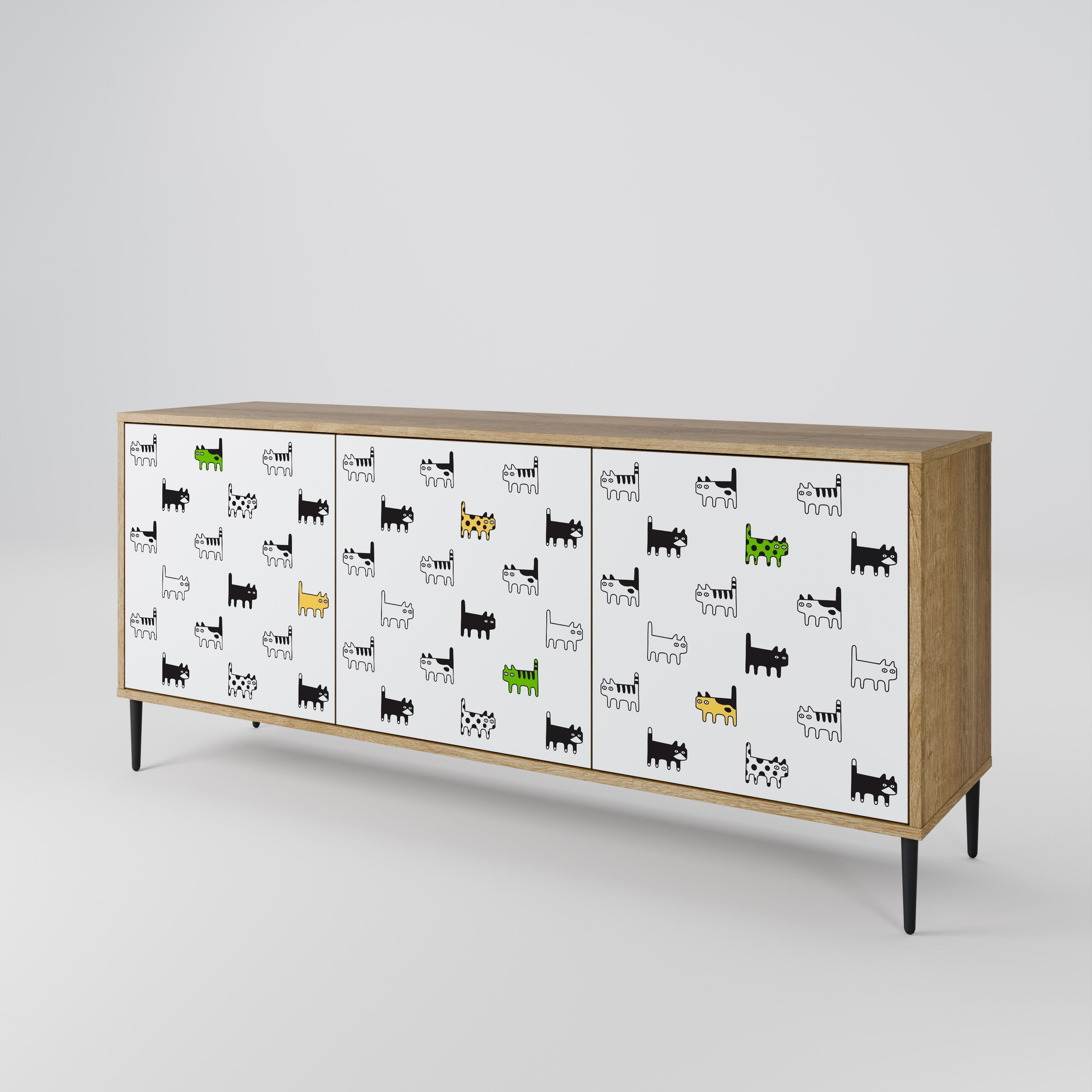 Buffet 3 portes effet chêne CATS COMPILATION