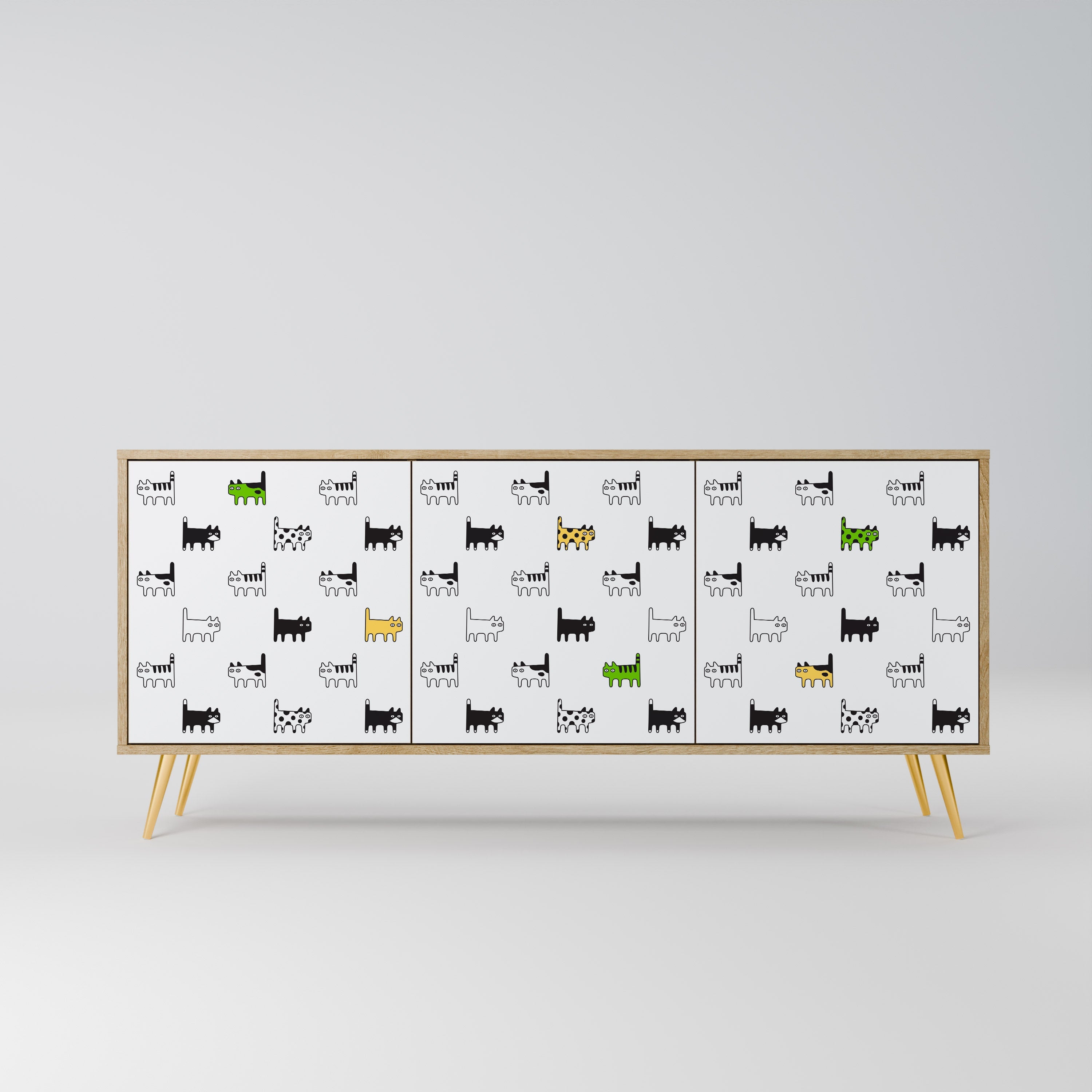 Buffet 3 portes effet chêne CATS COMPILATION