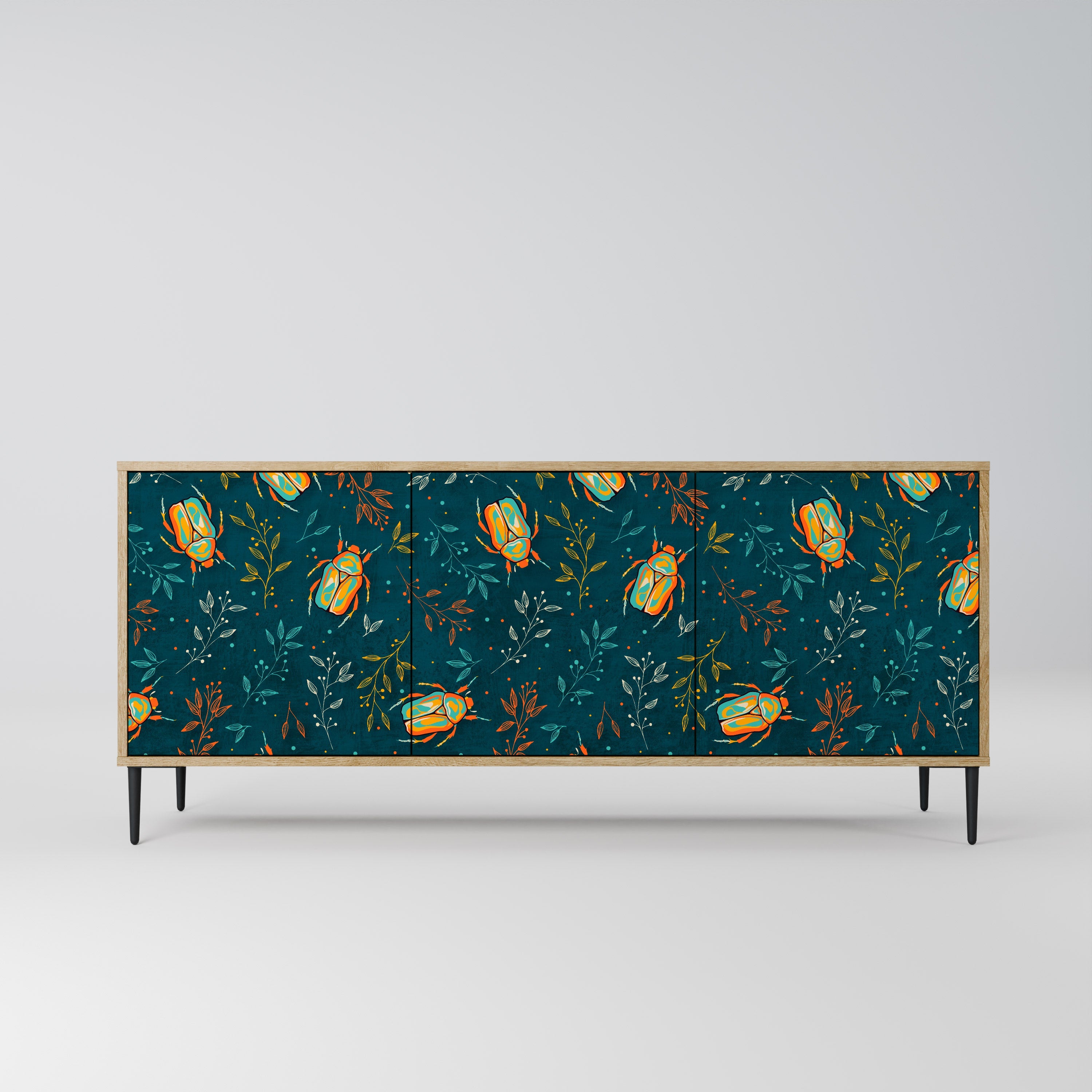 Buffet 3 portes INSECTES D'AUTOMNE effet chêne