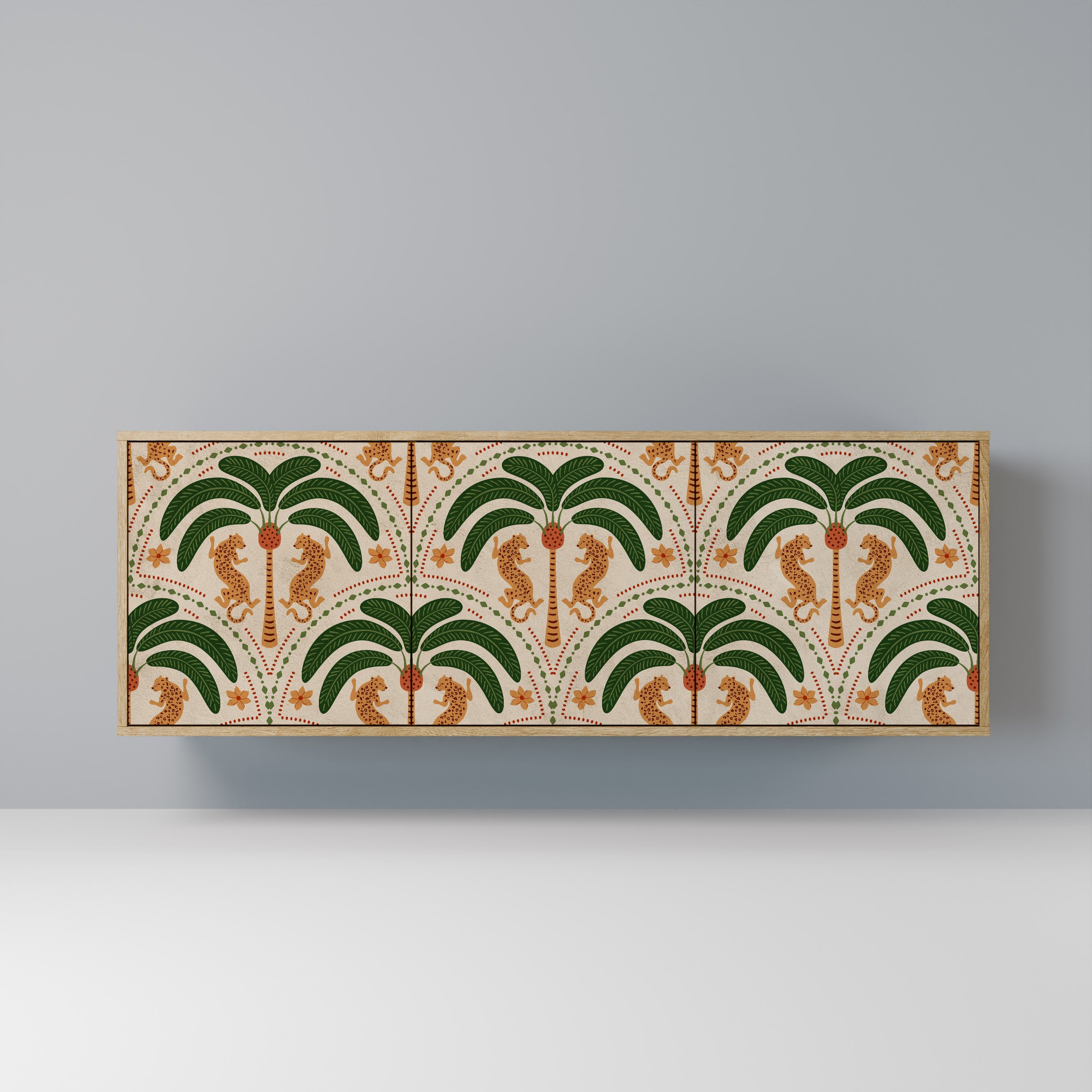 Buffet 3 portes DANCING PREDATORS effet chêne