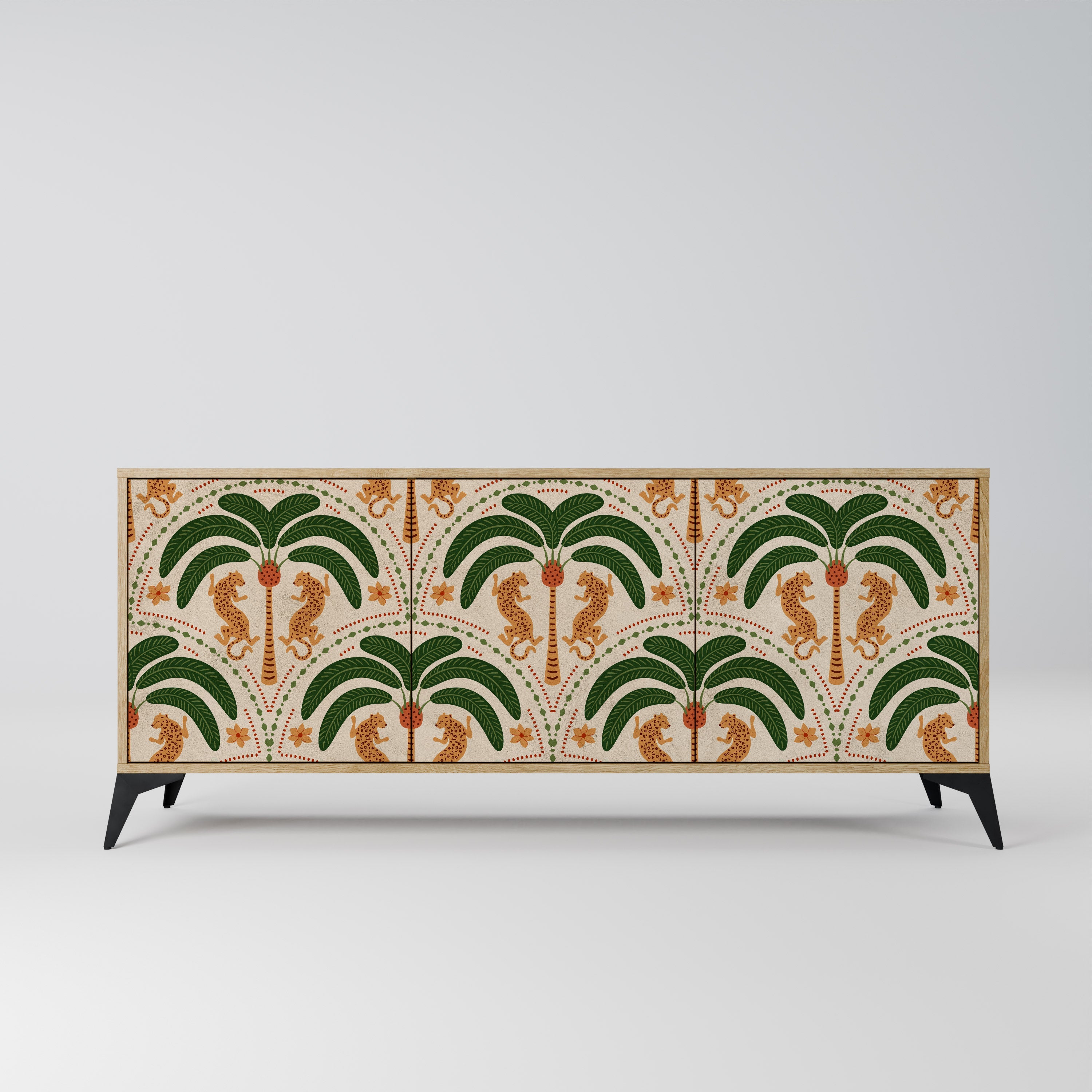 Buffet 3 portes DANCING PREDATORS effet chêne