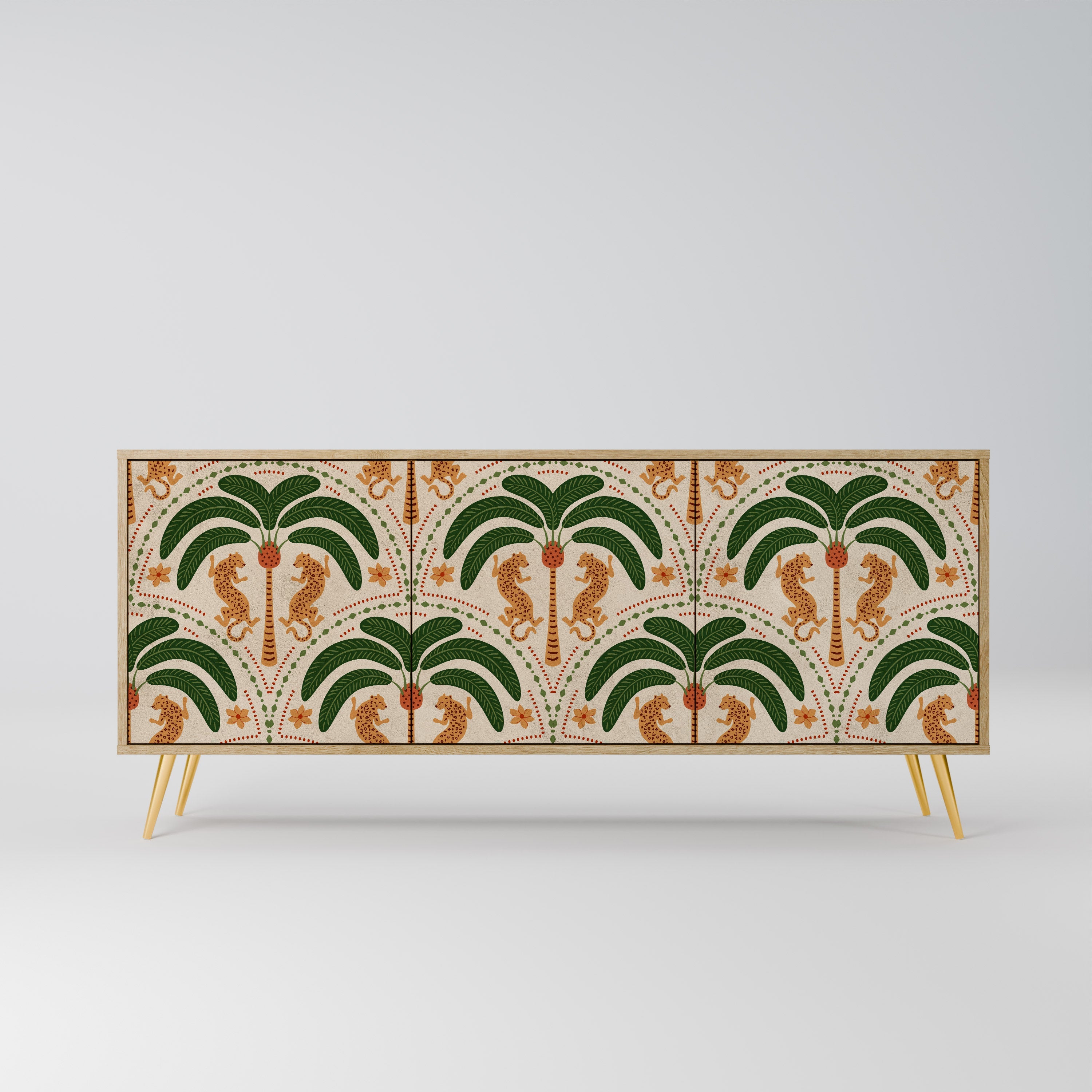 Buffet 3 portes DANCING PREDATORS effet chêne