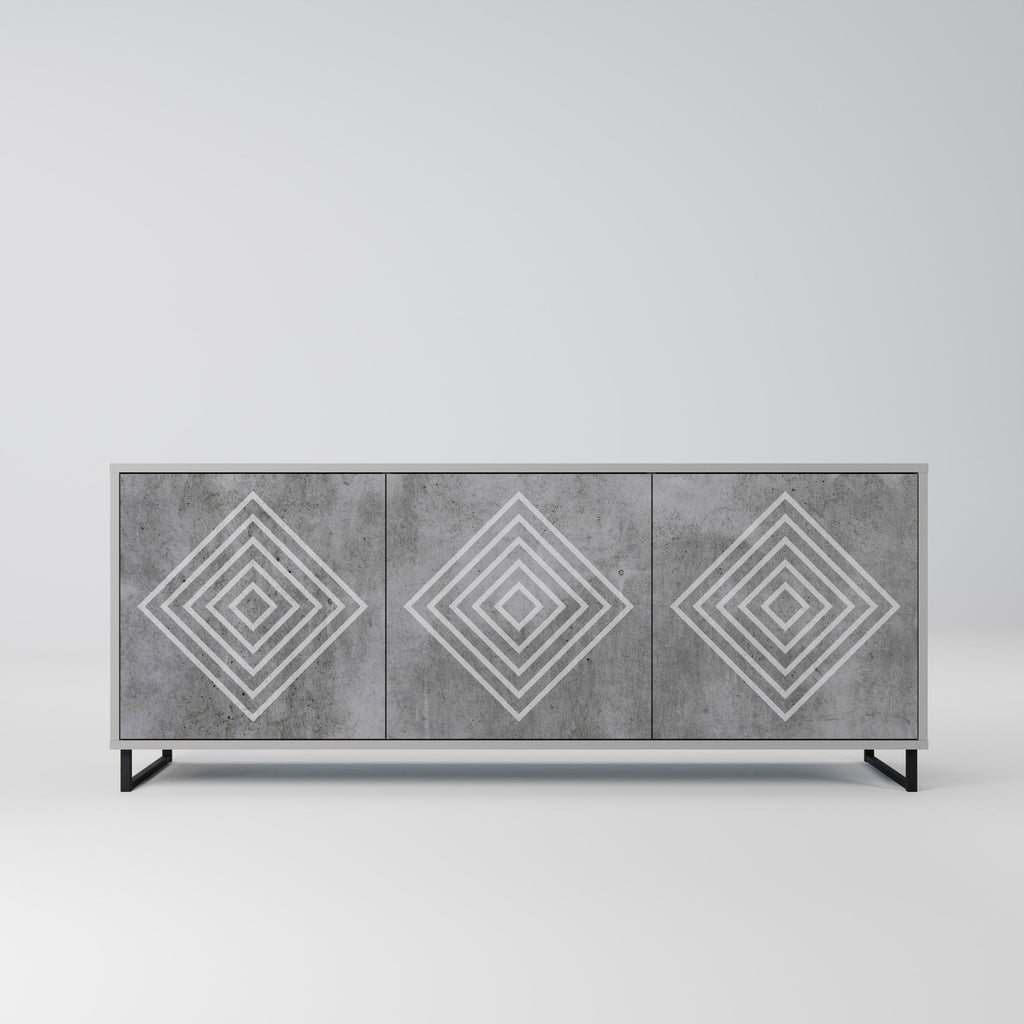 Buffet 3 portes POLYGONAL ARTISTRY en finition grise