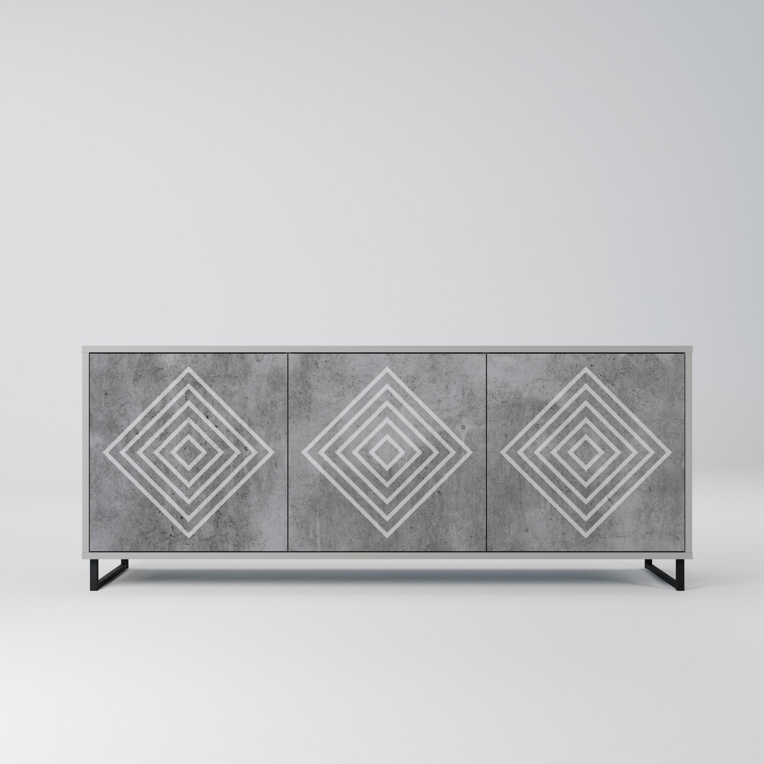 Buffet 3 portes POLYGONAL ARTISTRY en finition grise