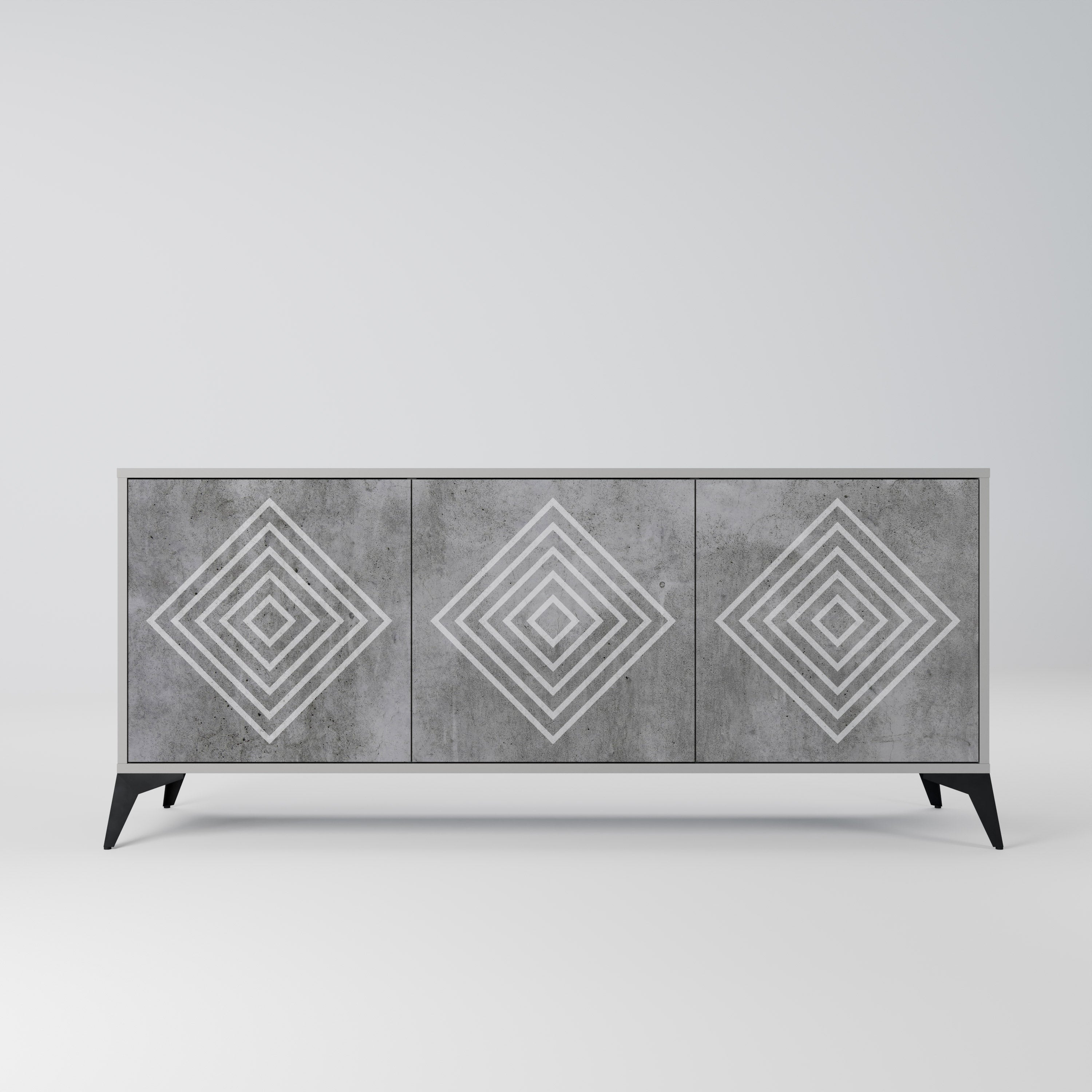 Buffet 3 portes POLYGONAL ARTISTRY en finition grise