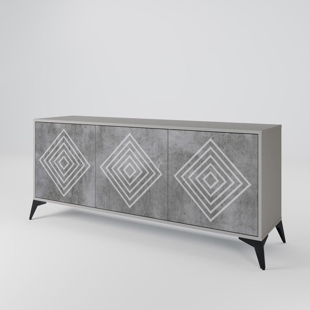 Buffet 3 portes POLYGONAL ARTISTRY en finition grise