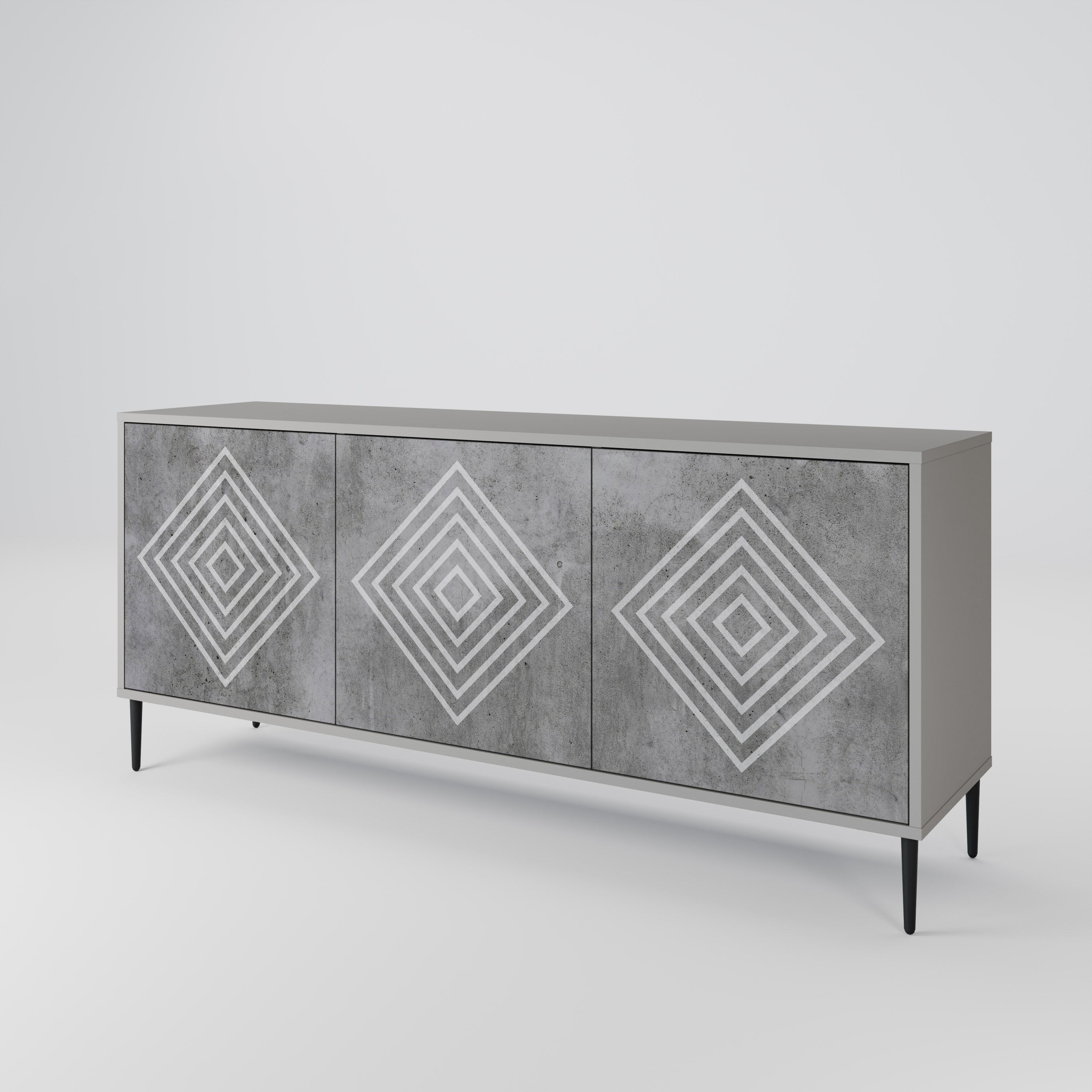Buffet 3 portes POLYGONAL ARTISTRY en finition grise