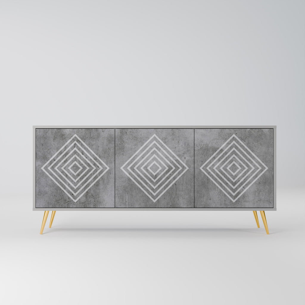Buffet 3 portes POLYGONAL ARTISTRY en finition grise