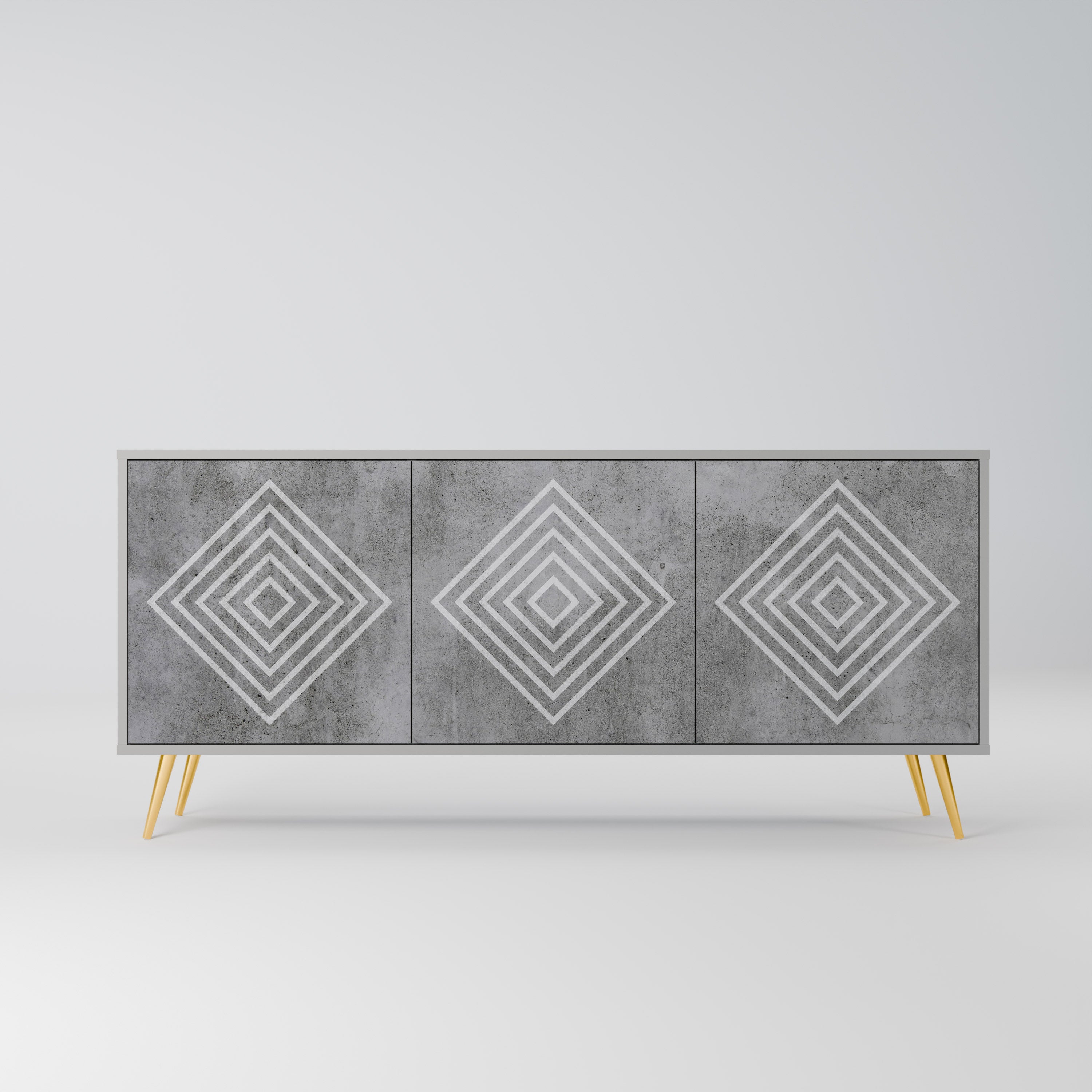 Buffet 3 portes POLYGONAL ARTISTRY en finition grise