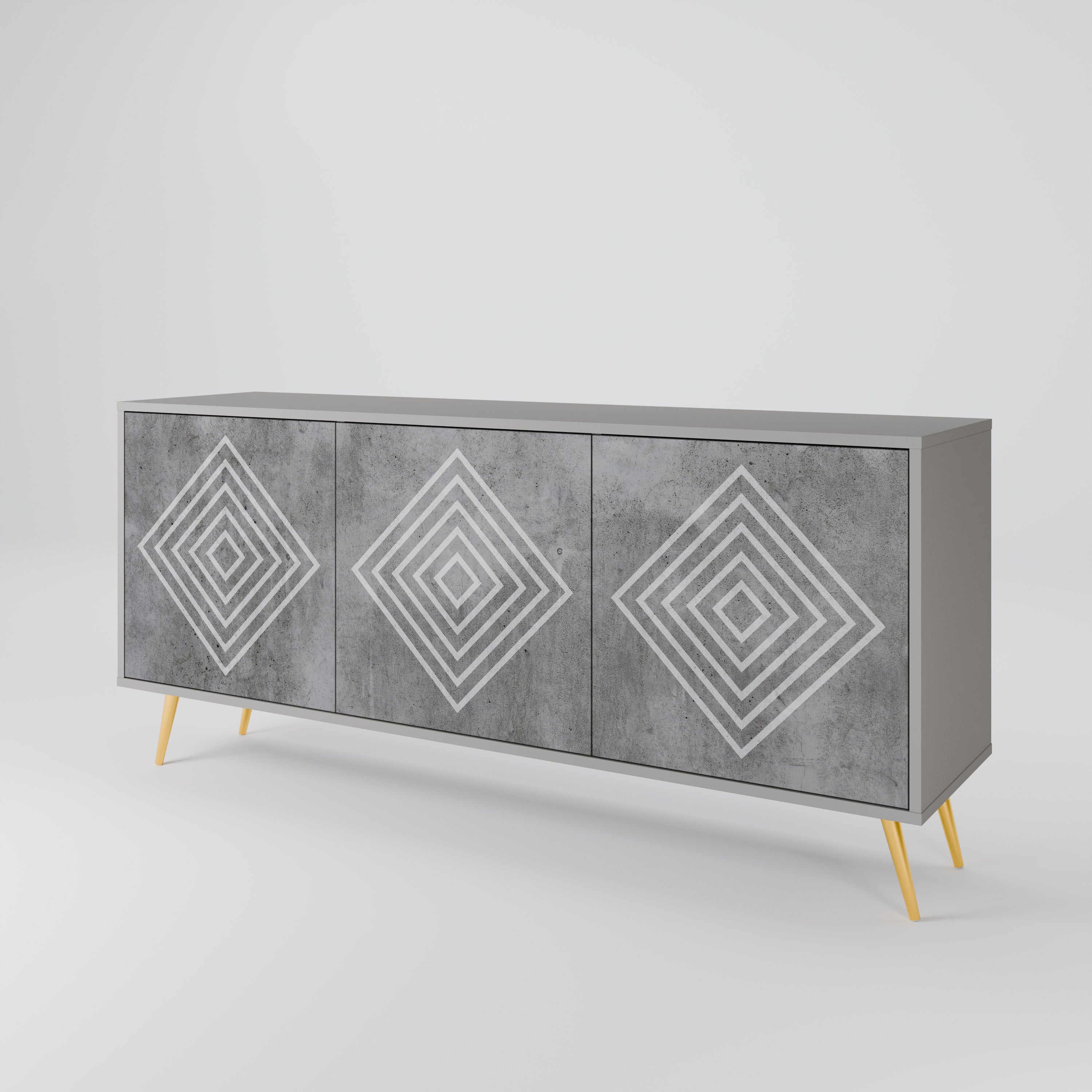 Buffet 3 portes POLYGONAL ARTISTRY en finition grise
