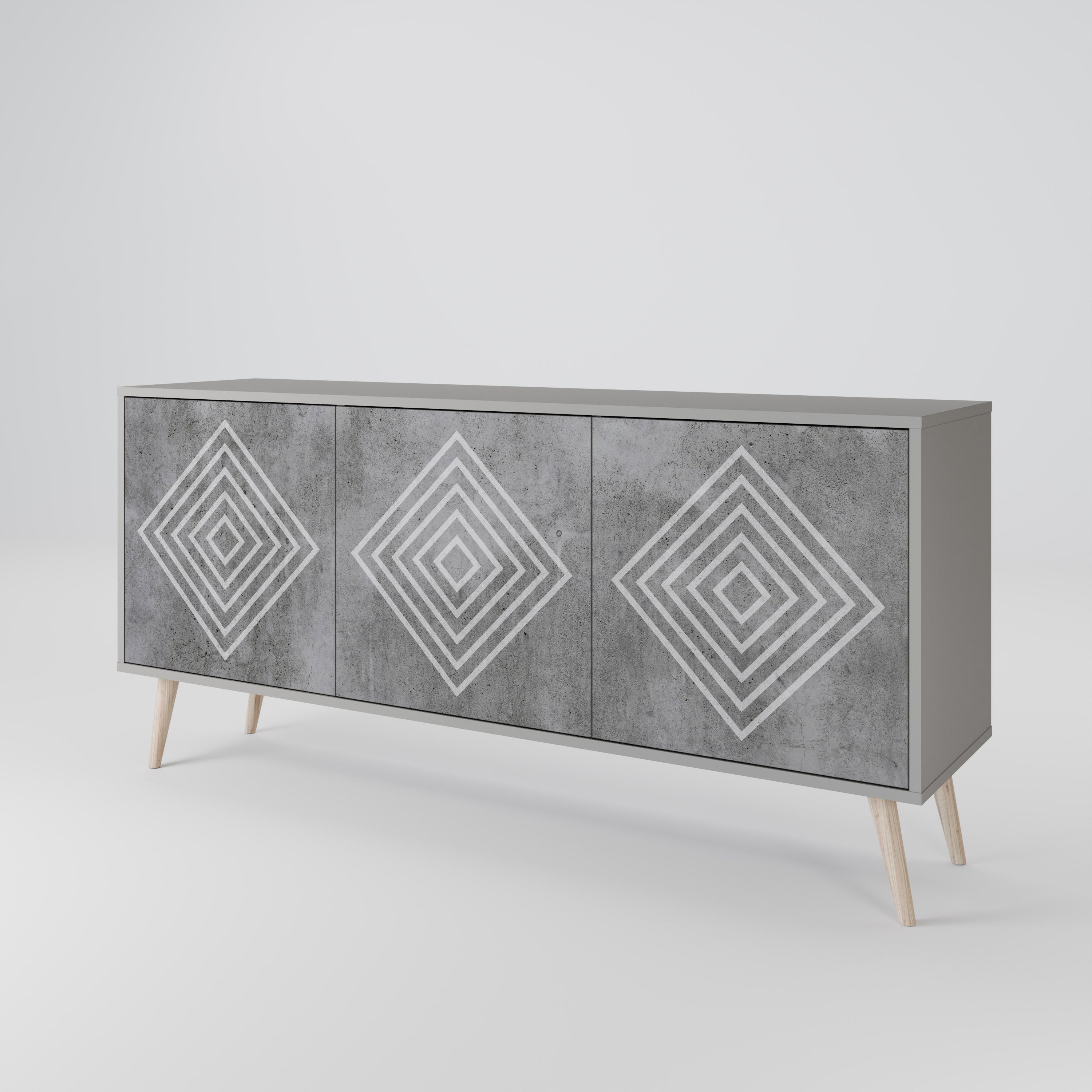 Buffet 3 portes POLYGONAL ARTISTRY en finition grise