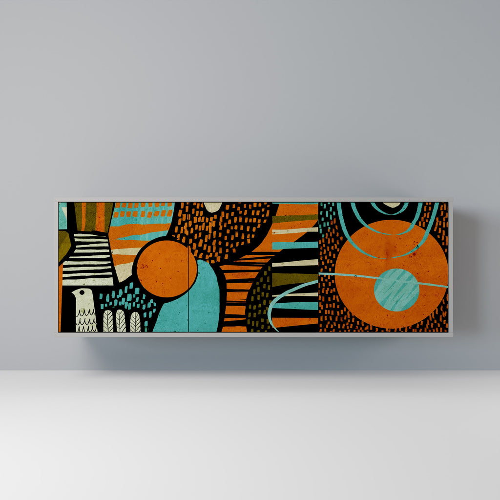 Buffet 3 portes GEODE GLIMMER finition grise