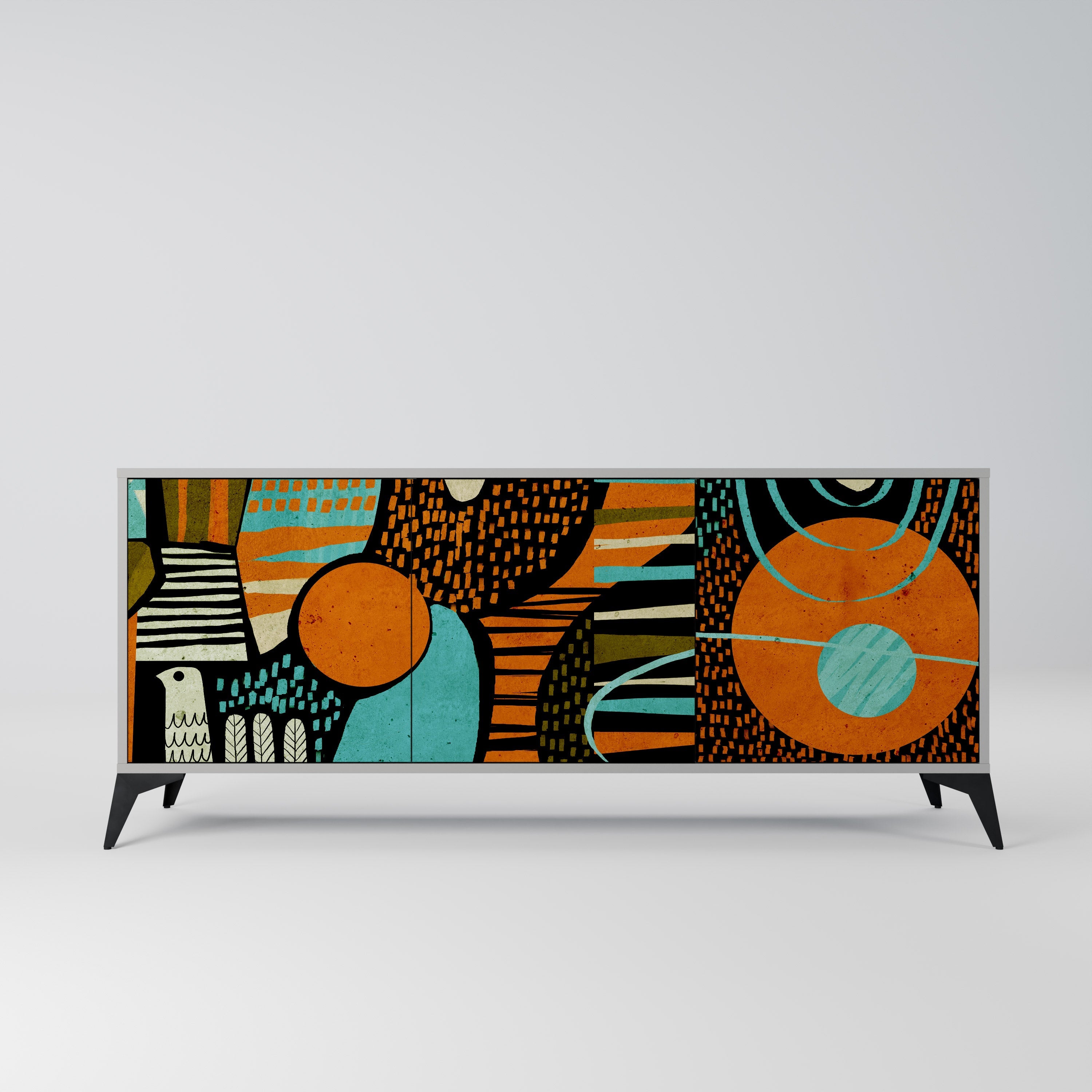 Buffet 3 portes GEODE GLIMMER finition grise