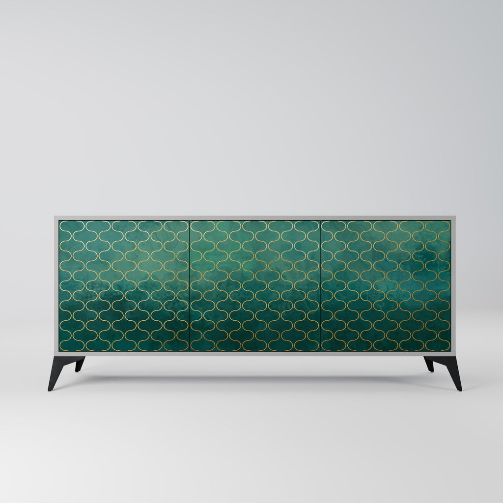 Buffet 3 portes TESSELATED GREENERY, finition grise