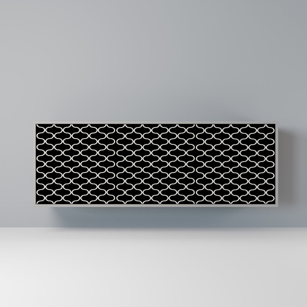 Buffet 3 portes TESSELATED BLACKNESS, finition grise