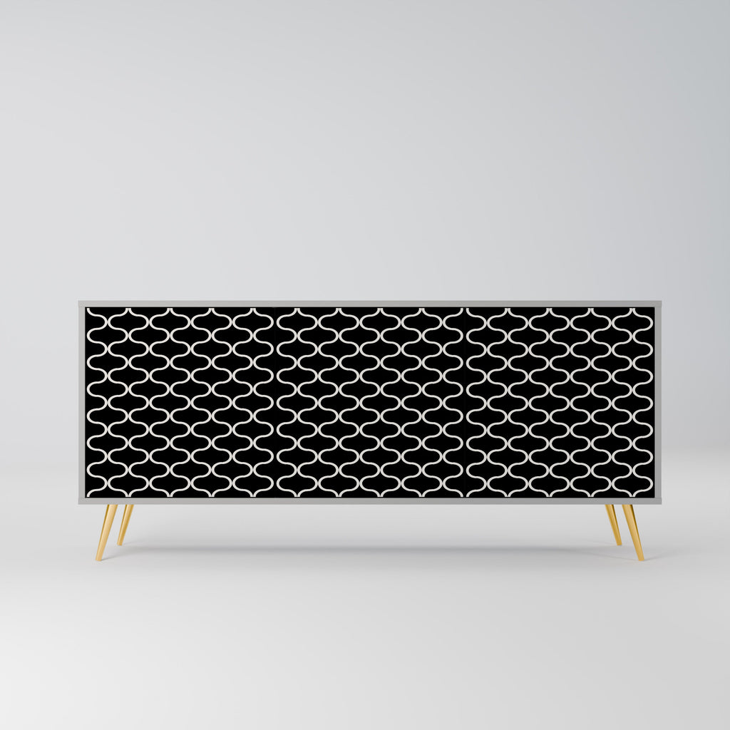 Buffet 3 portes TESSELATED BLACKNESS, finition grise