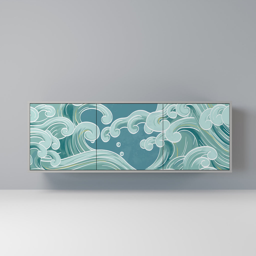 Buffet 3 portes ASIAN SWAY finition grise