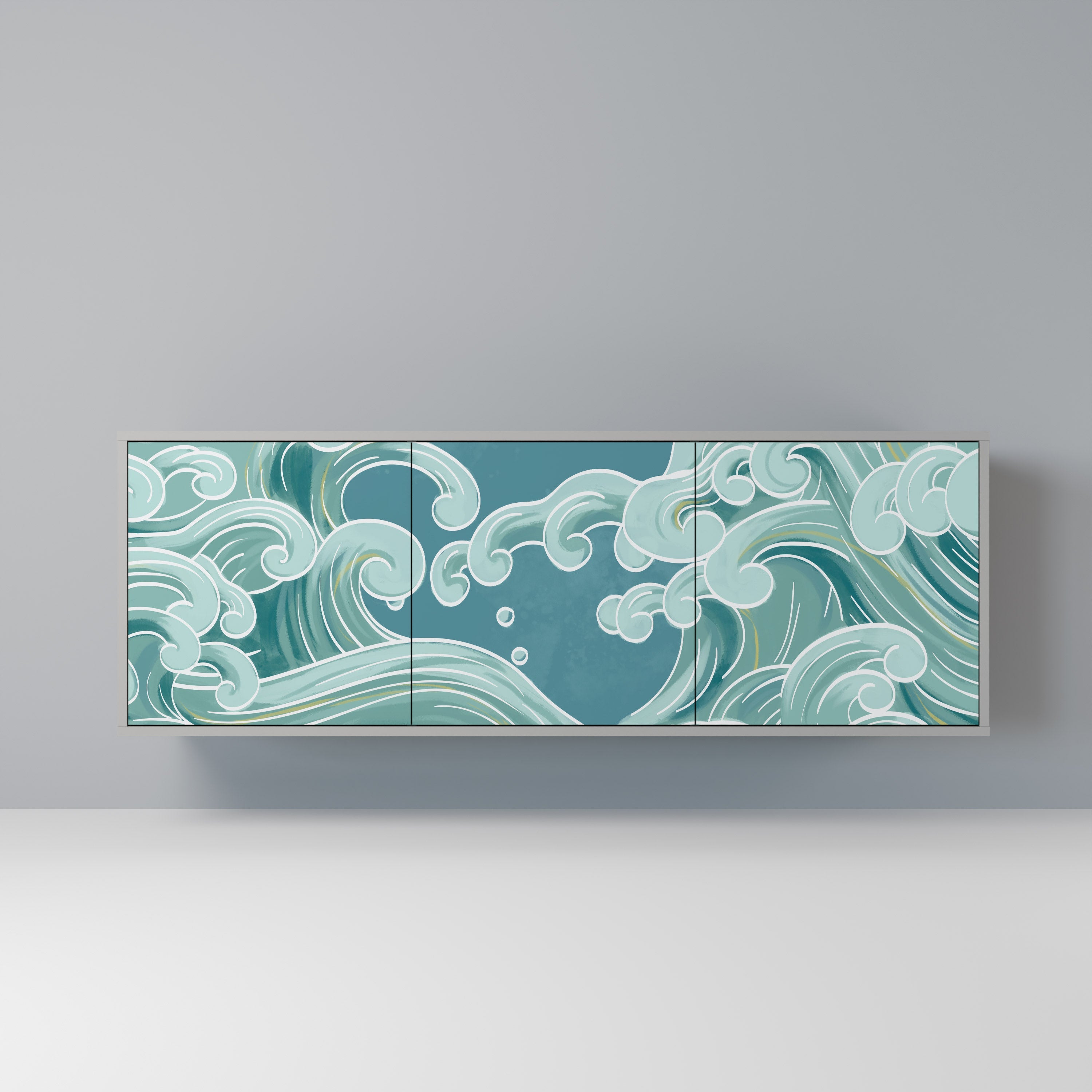 Buffet 3 portes ASIAN SWAY finition grise