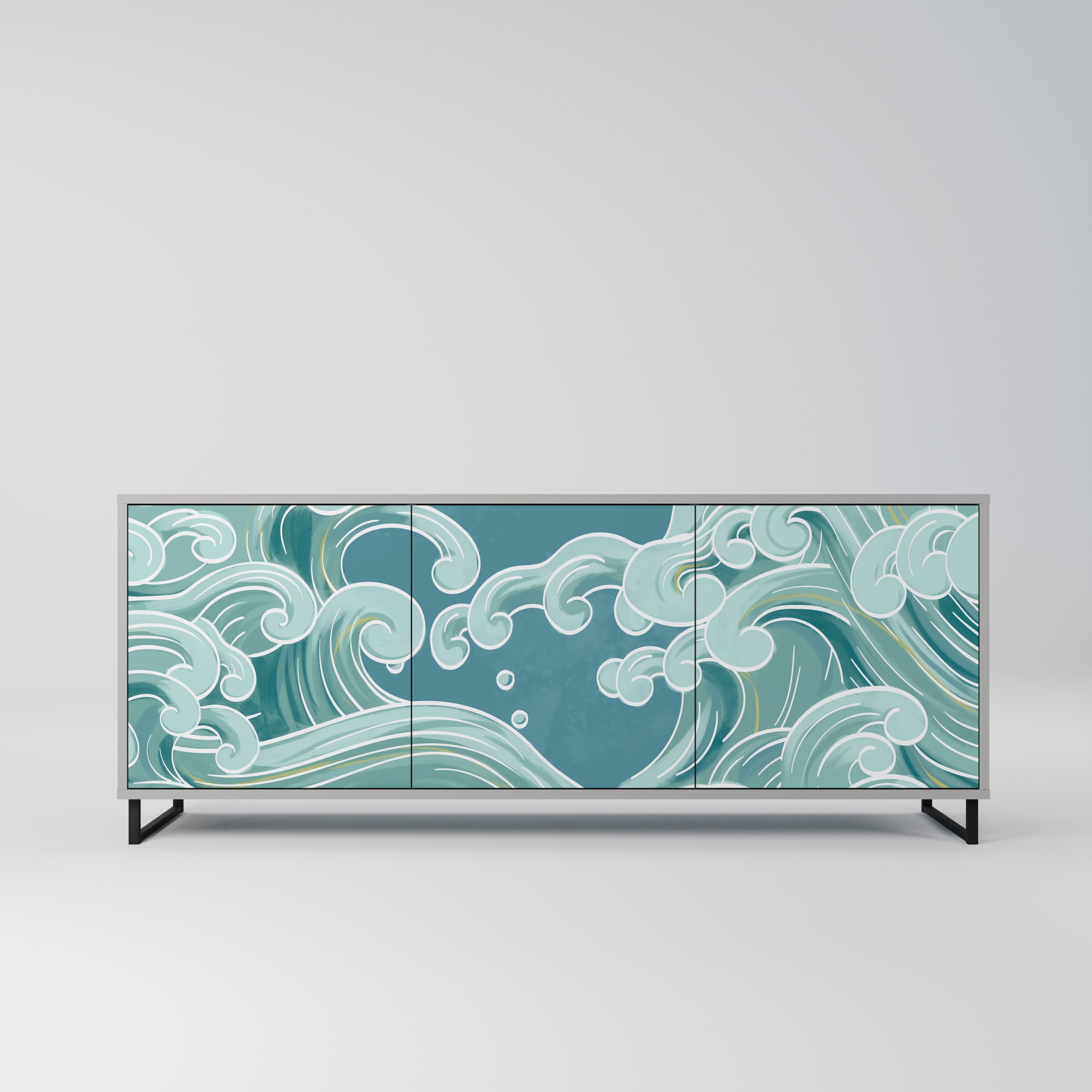 Buffet 3 portes ASIAN SWAY finition grise