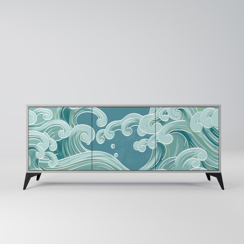 Buffet 3 portes ASIAN SWAY finition grise