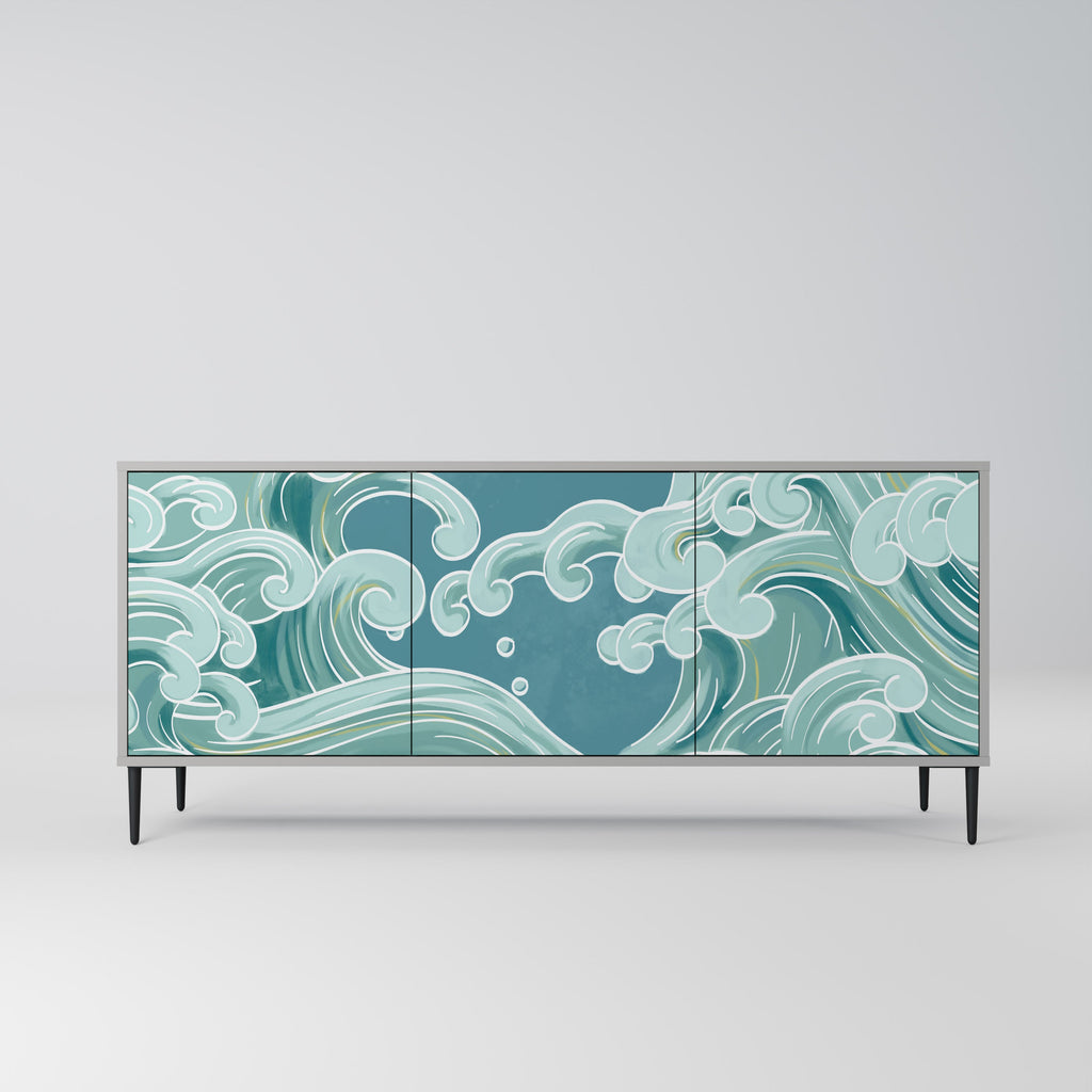 Buffet 3 portes ASIAN SWAY finition grise