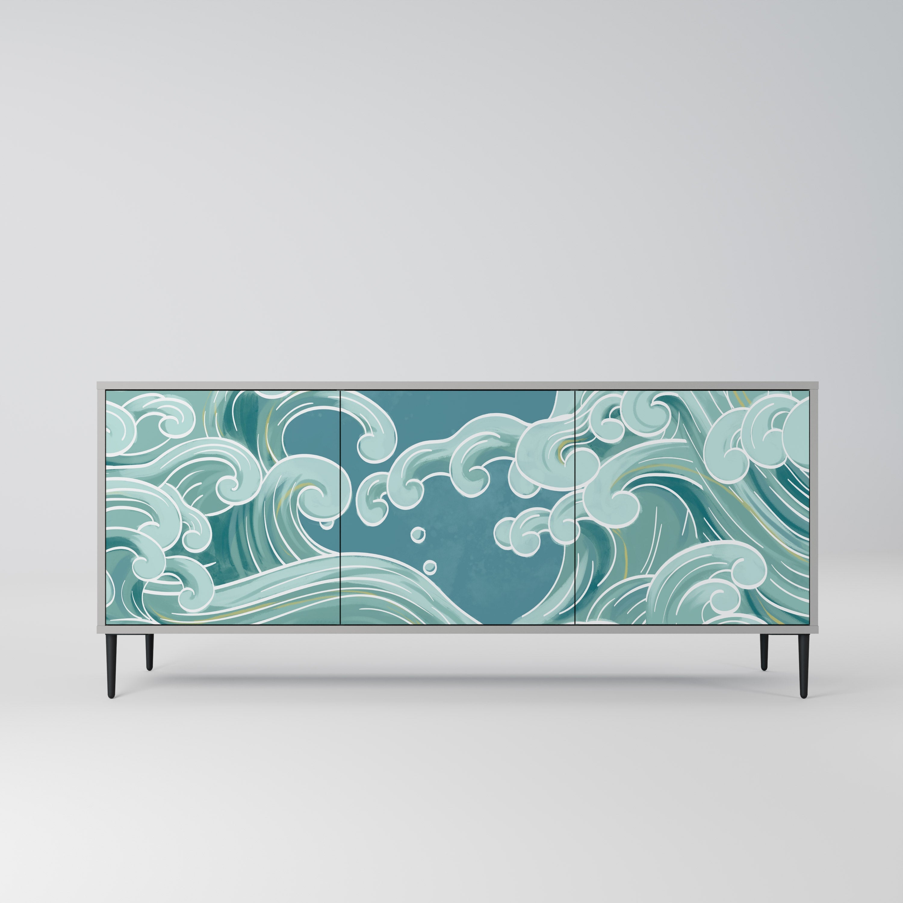 Buffet 3 portes ASIAN SWAY finition grise