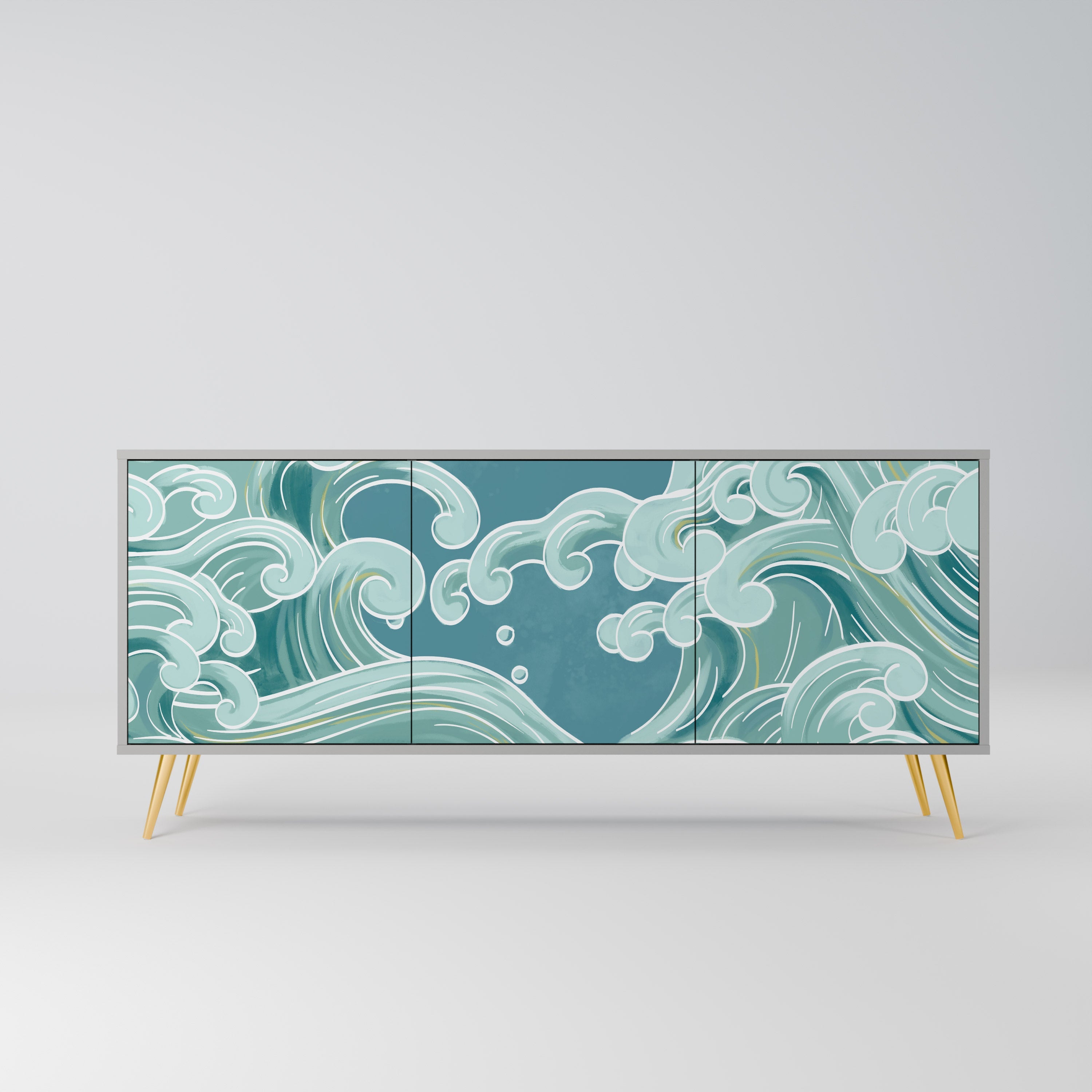 Buffet 3 portes ASIAN SWAY finition grise