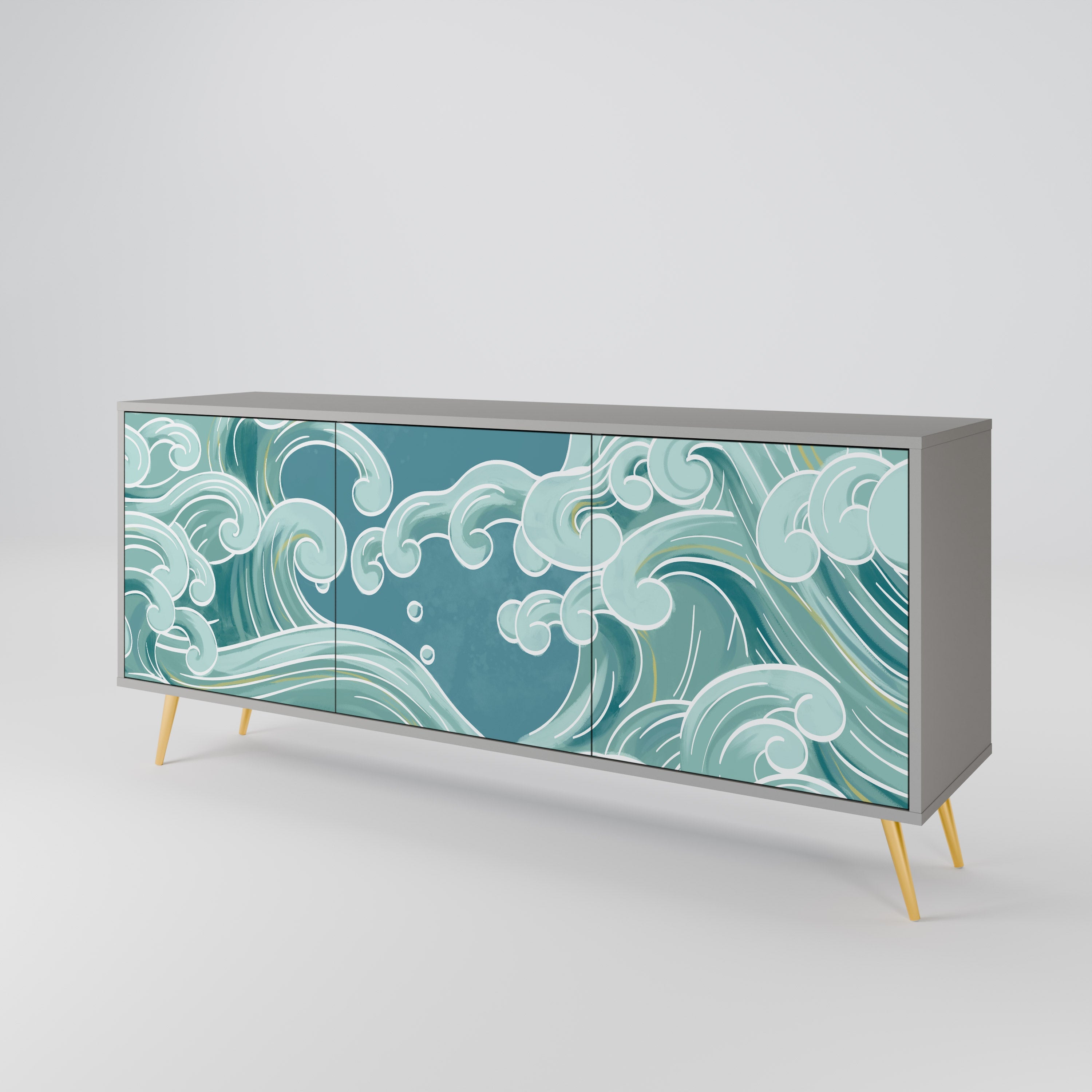 Buffet 3 portes ASIAN SWAY finition grise