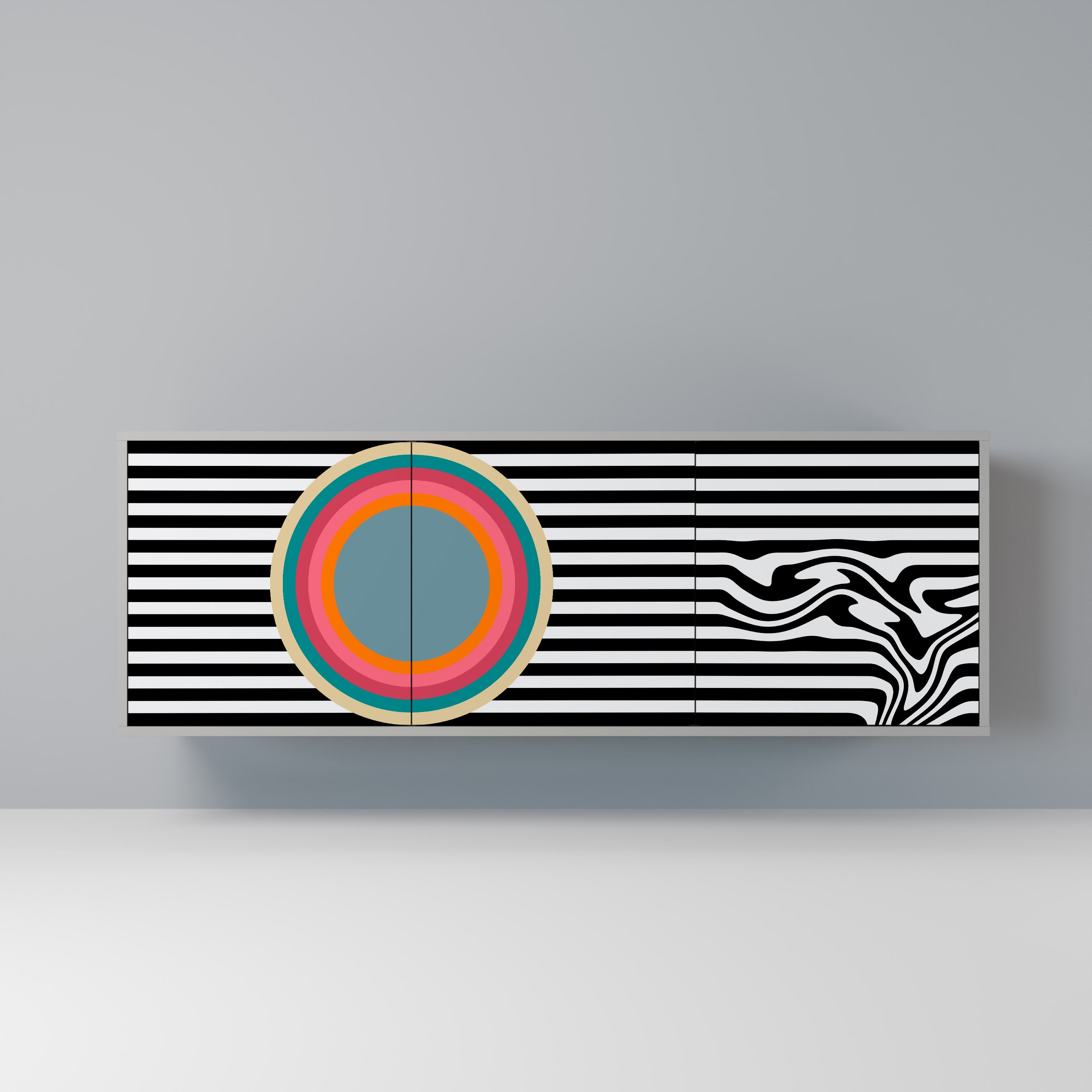 Buffet 3 portes SPECTRA SHOWCASE finition grise