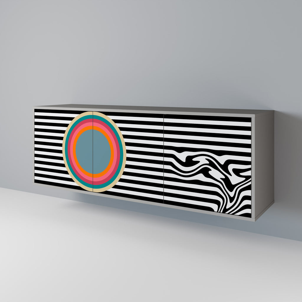 Buffet 3 portes SPECTRA SHOWCASE finition grise