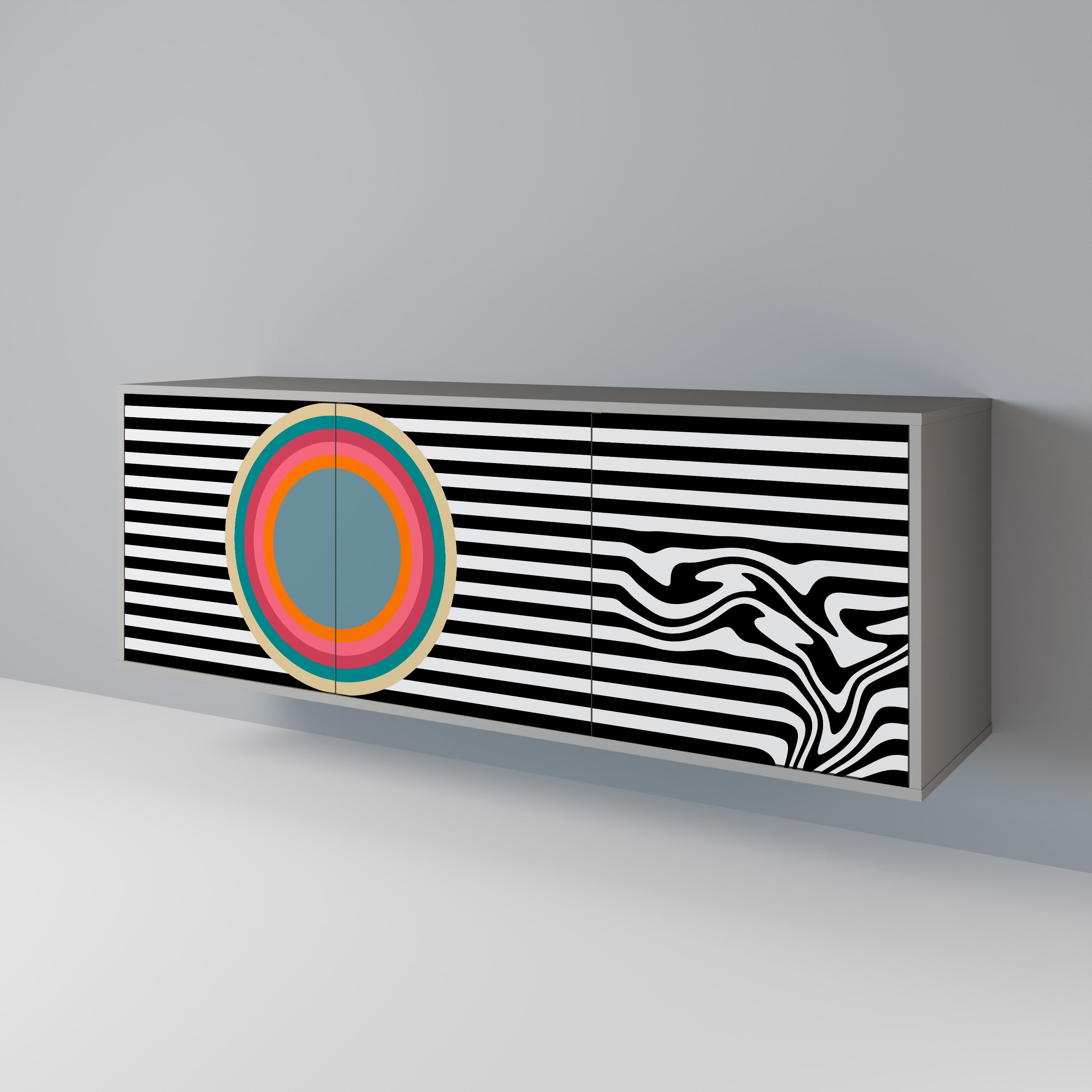 Buffet 3 portes SPECTRA SHOWCASE finition grise