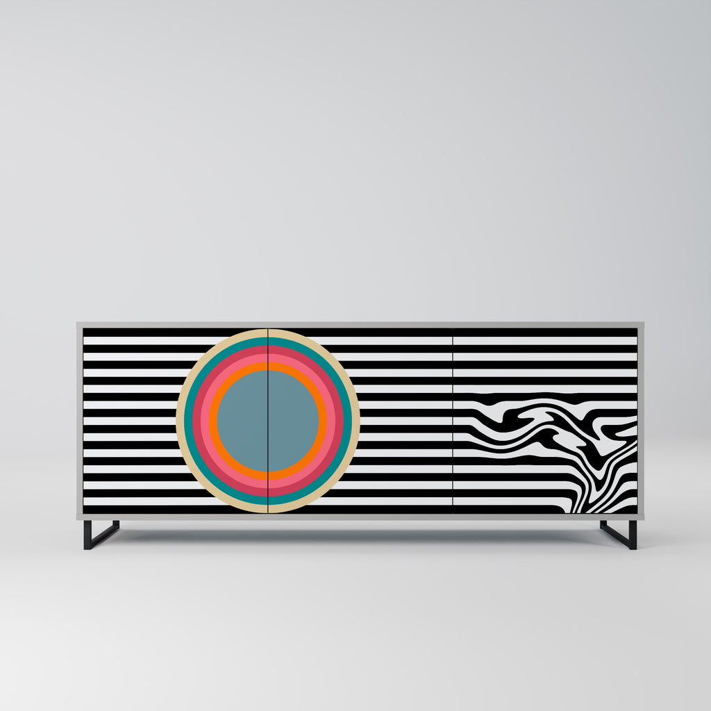 Buffet 3 portes SPECTRA SHOWCASE finition grise