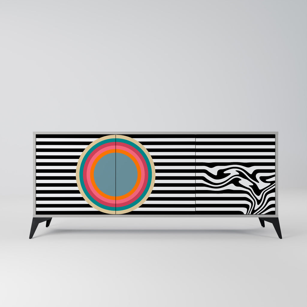 Buffet 3 portes SPECTRA SHOWCASE finition grise