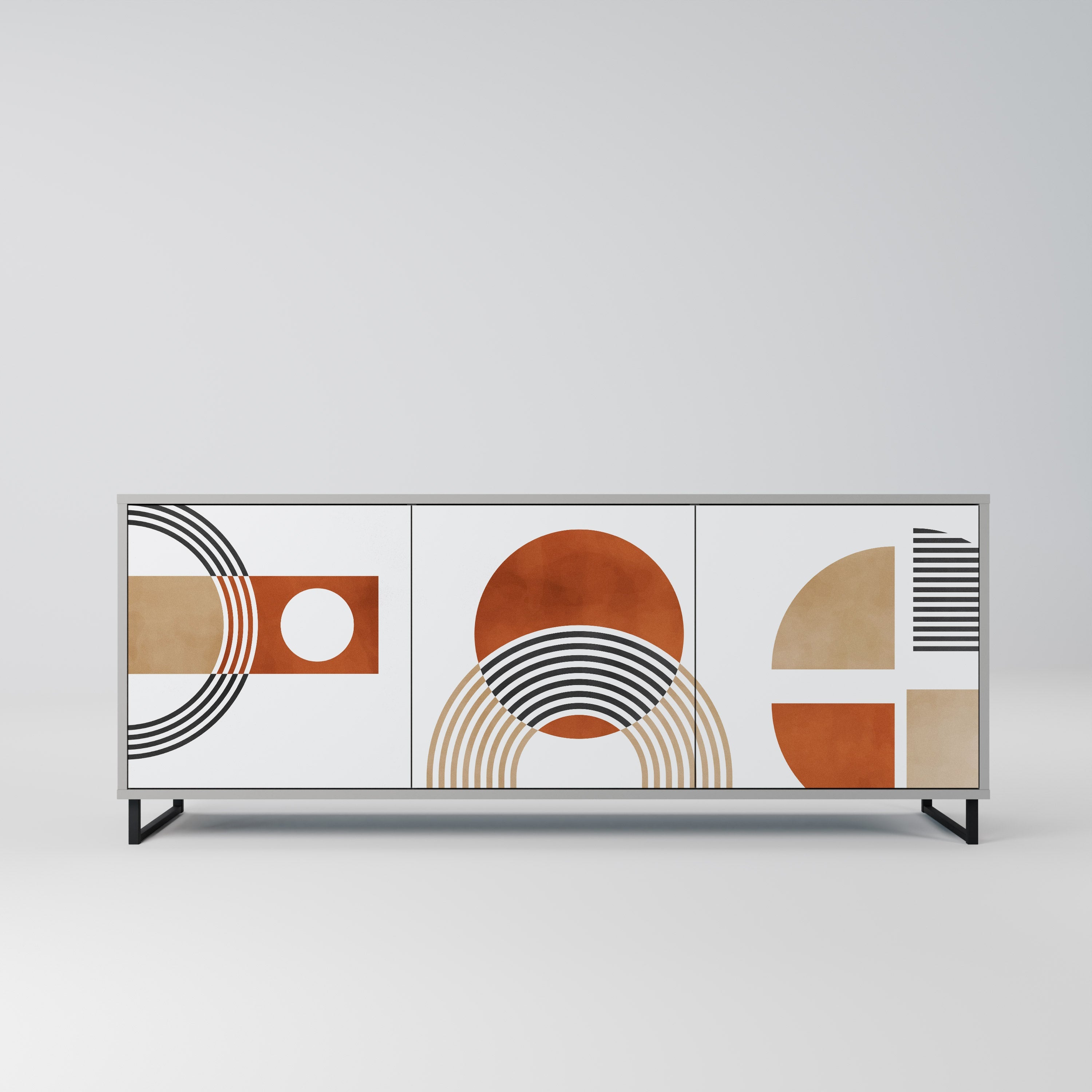 Buffet 3 portes CIRCLE RHYTM finition grise