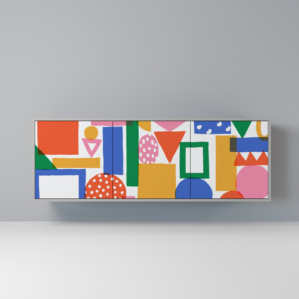 Buffet 3 portes GEOMETRIC GLIMMER en finition grise