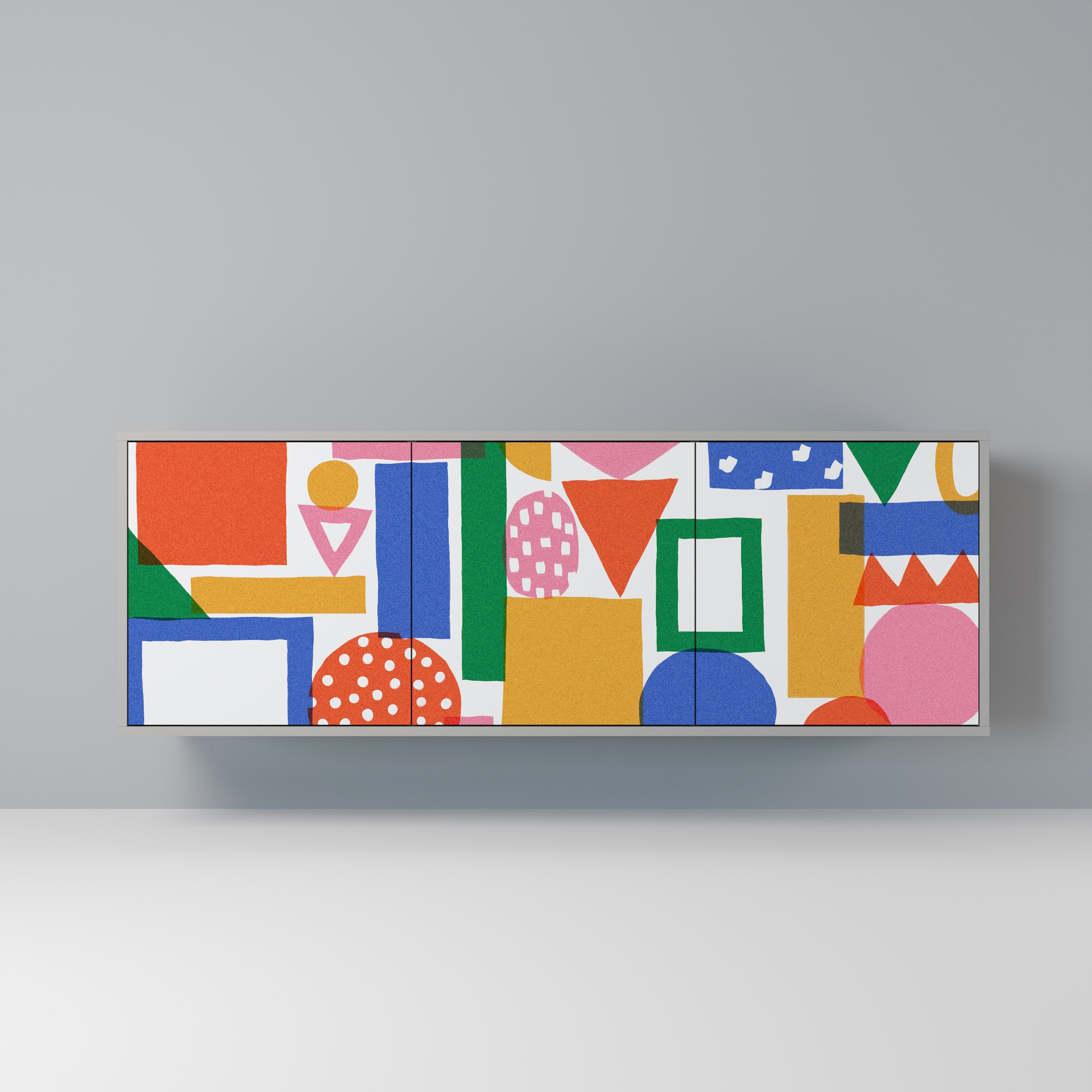 Buffet 3 portes GEOMETRIC GLIMMER en finition grise