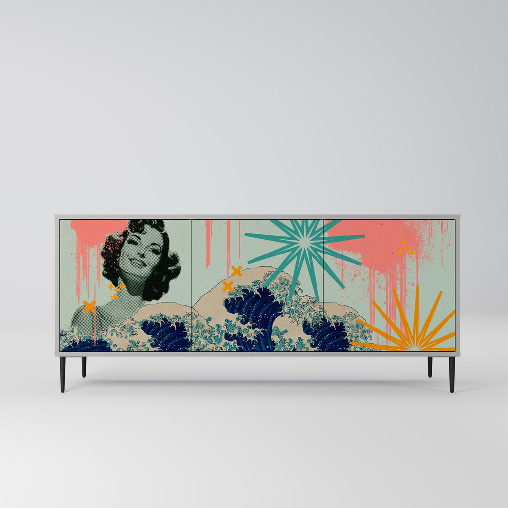 Buffet 3 portes KANAGAWA BEAUTY finition grise